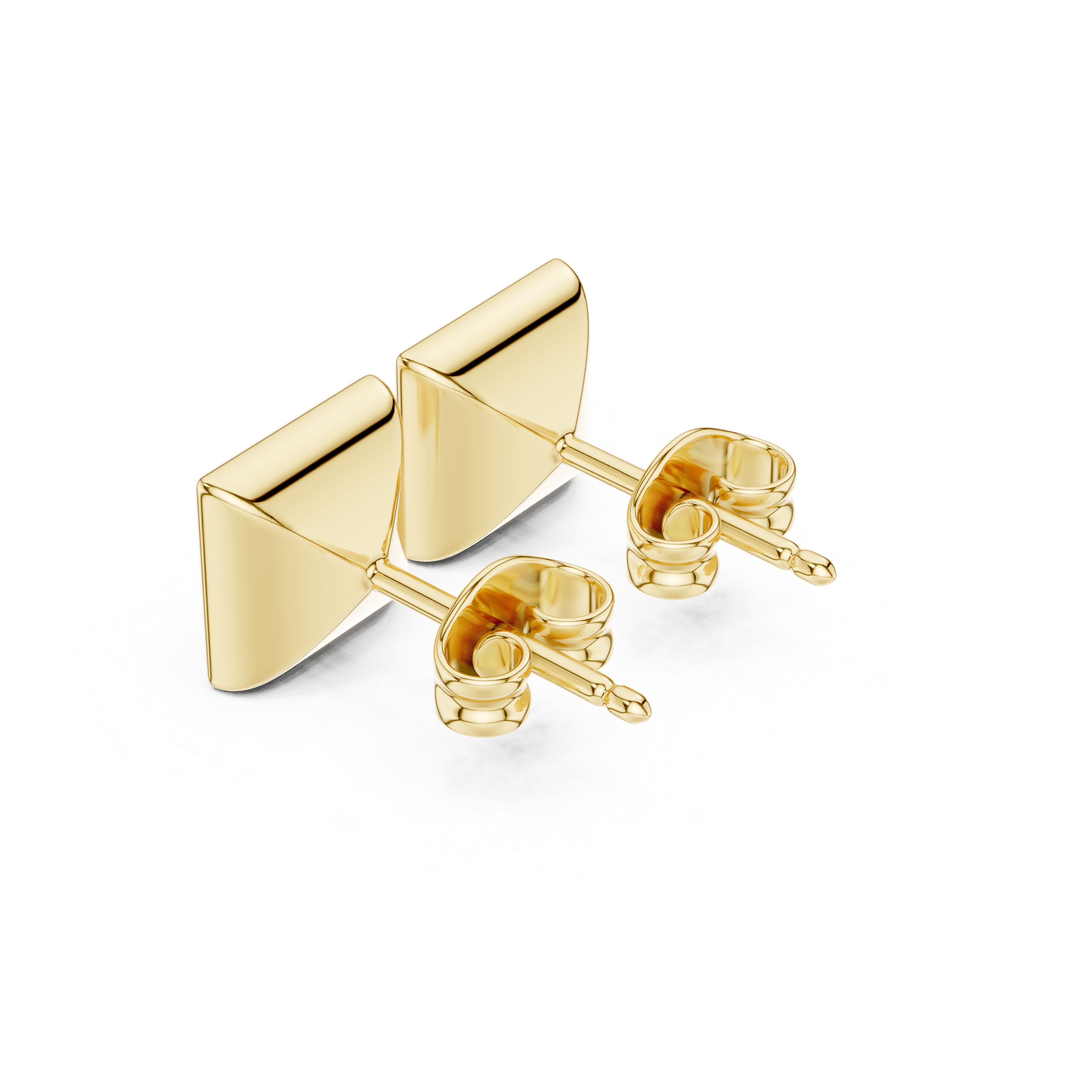 Muur Atelier Solid Gold Modern Princess Cut Bezel Solitaire Diamond Studs