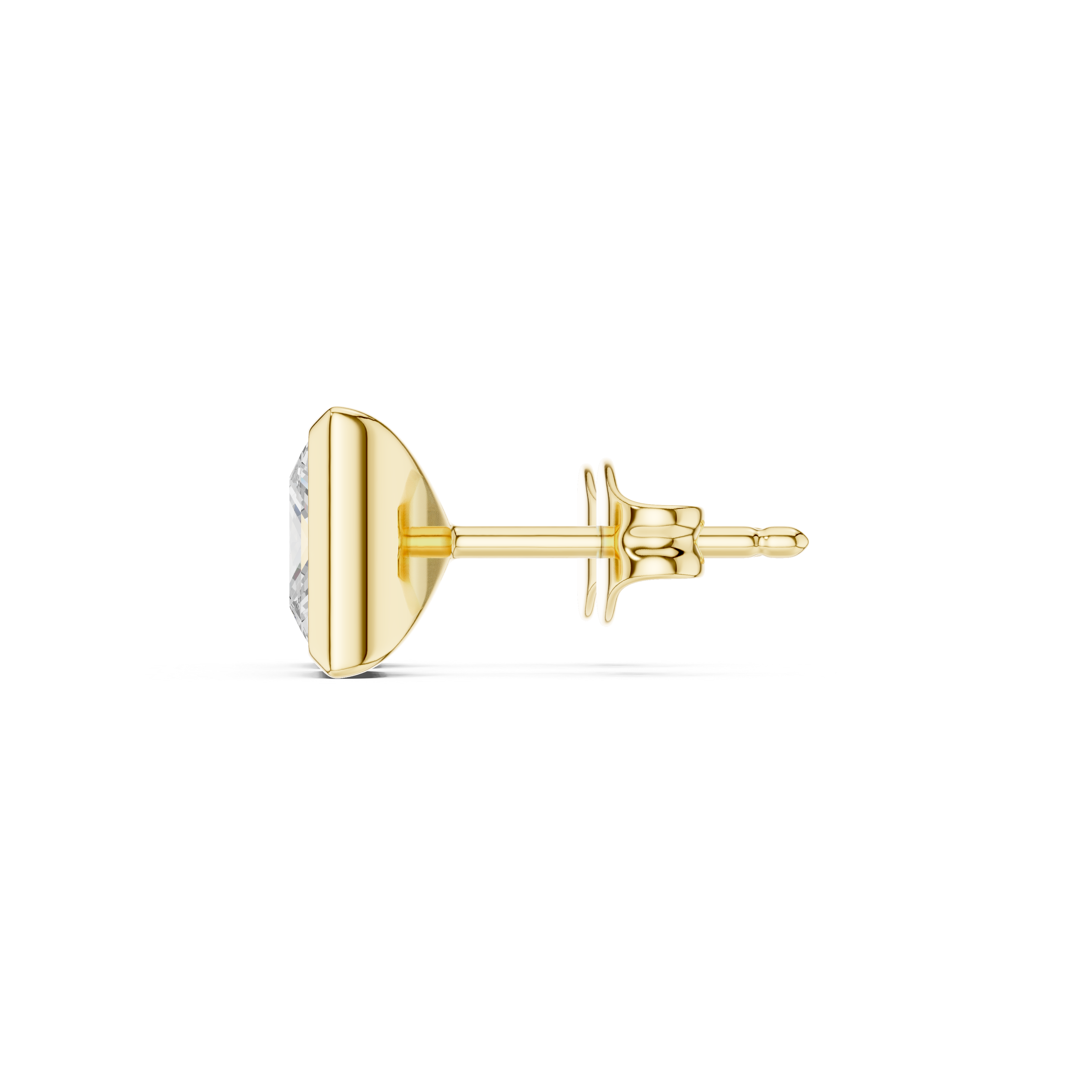Muur Atelier Solid Gold Modern Princess Cut Bezel Solitaire Diamond Studs