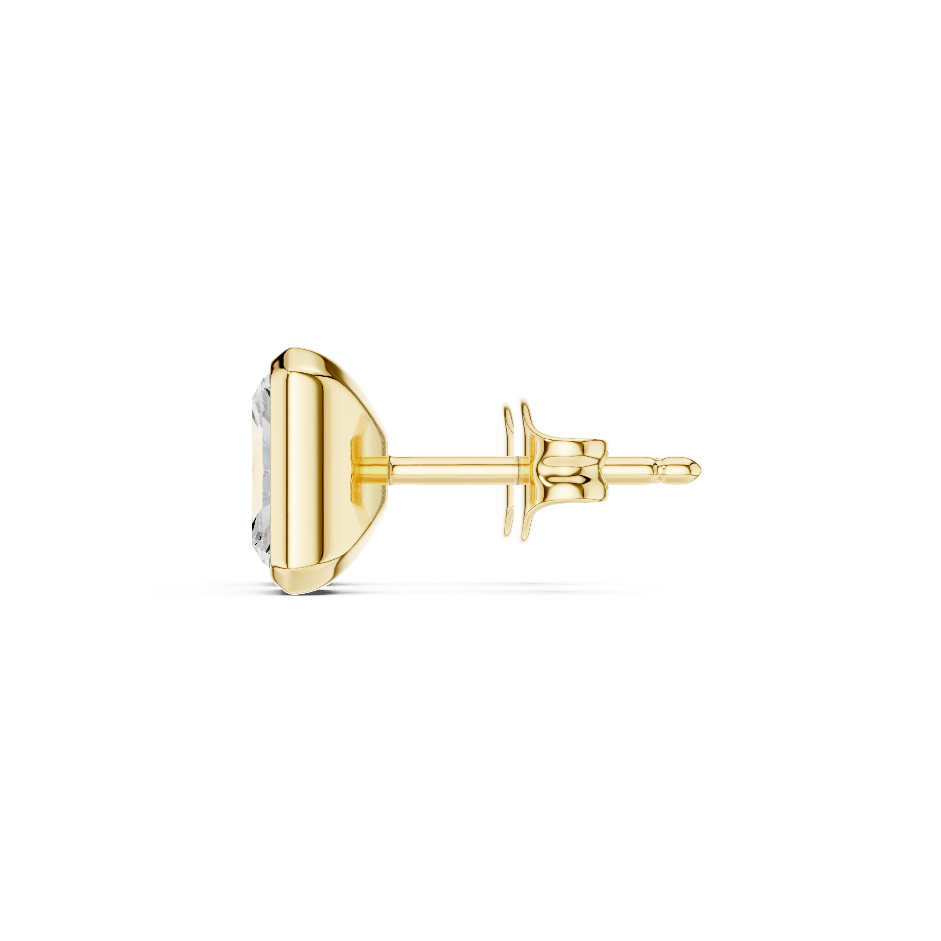 Muur Atelier Solid Gold Modern Radiant Cut Bezel Solitaire Diamond Studs