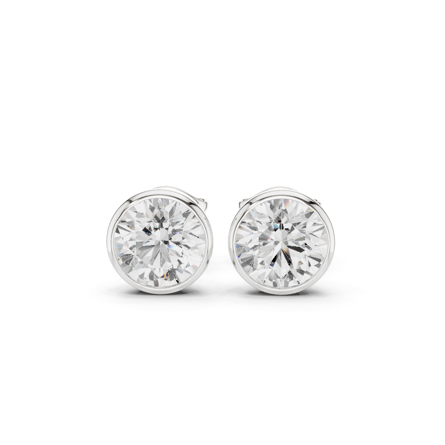 Muur Atelier Solid Gold Modern Round Cut Bezel Solitaire Diamond Studs