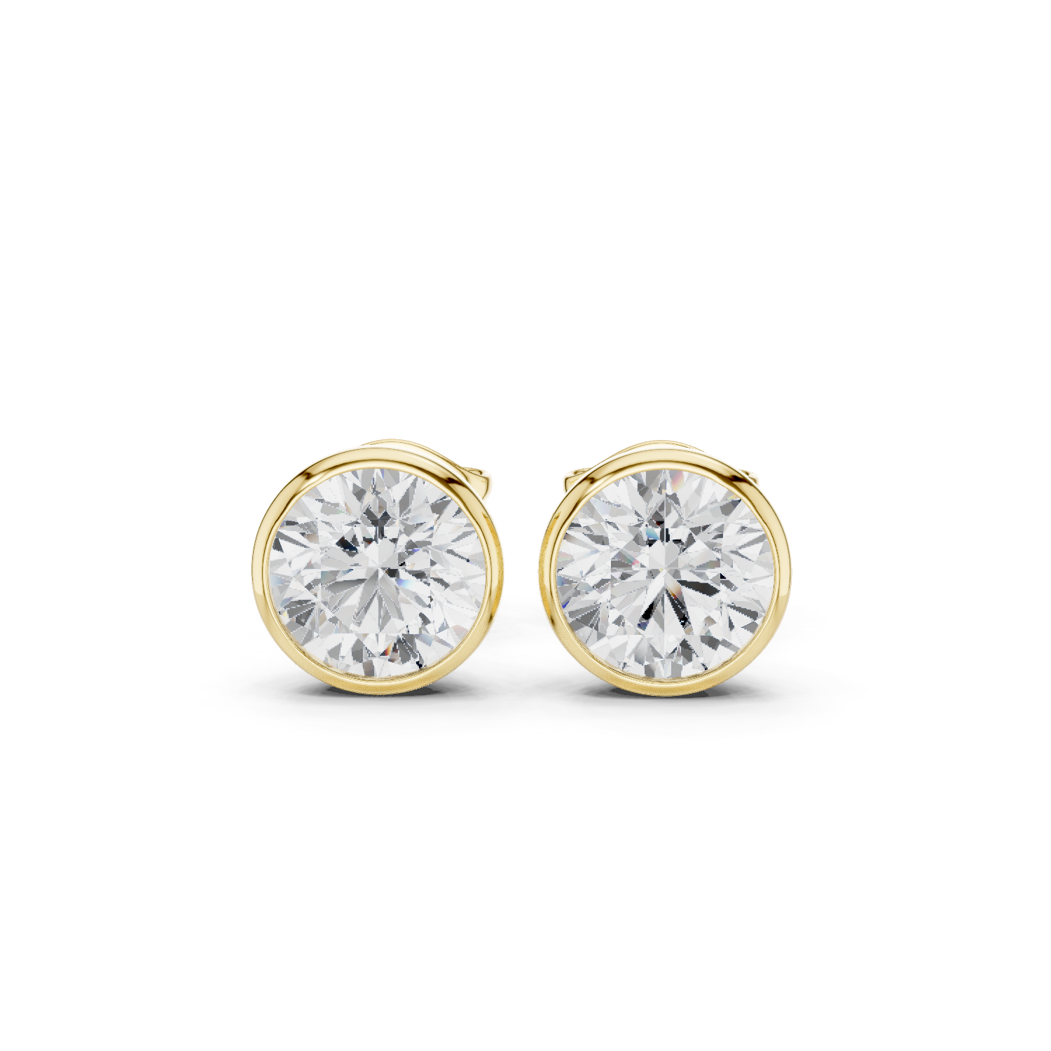Muur Atelier Solid Gold Modern Round Cut Bezel Solitaire Diamond Studs
