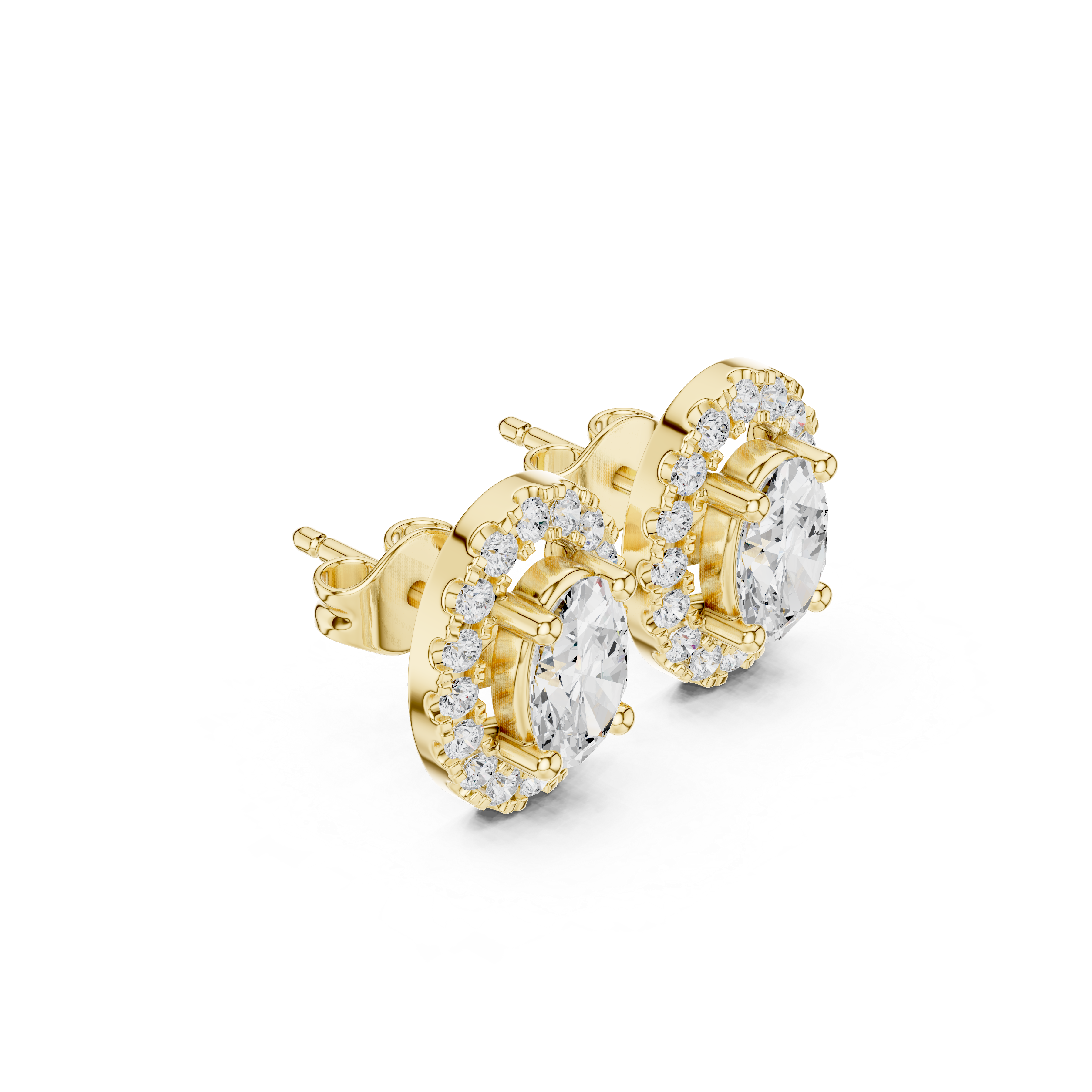 Muur Atelier Solid Gold Modern Oval Cut Diamond Halo Studs