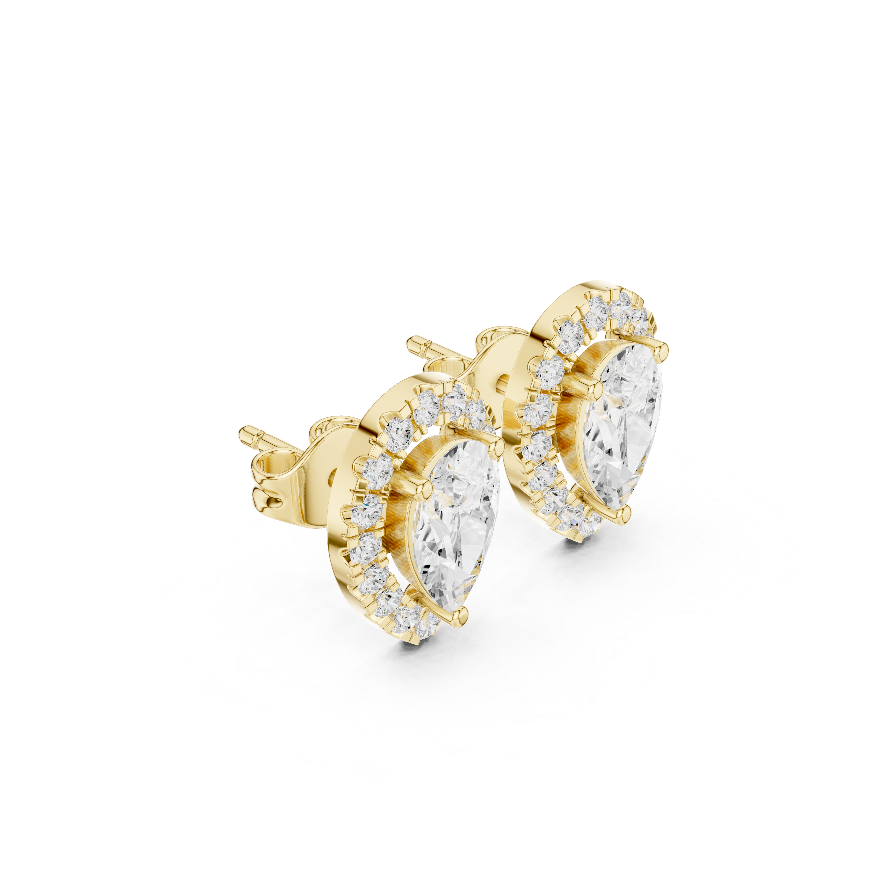 Muur Atelier Solid Gold Modern Pear Cut Diamond Halo Studs