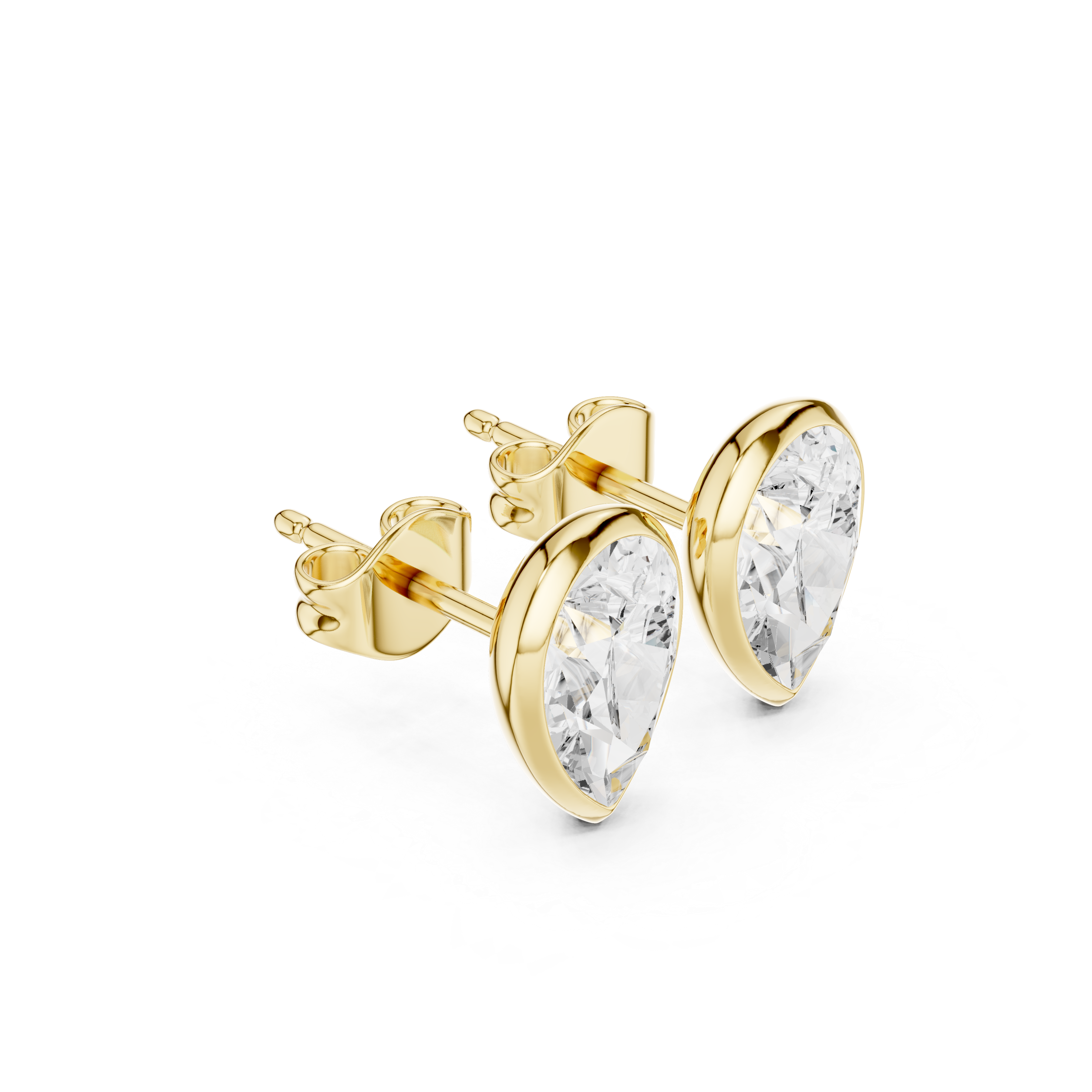 Muur Atelier Solid Gold Modern Pear Cut Bezel Solitaire Diamond Studs