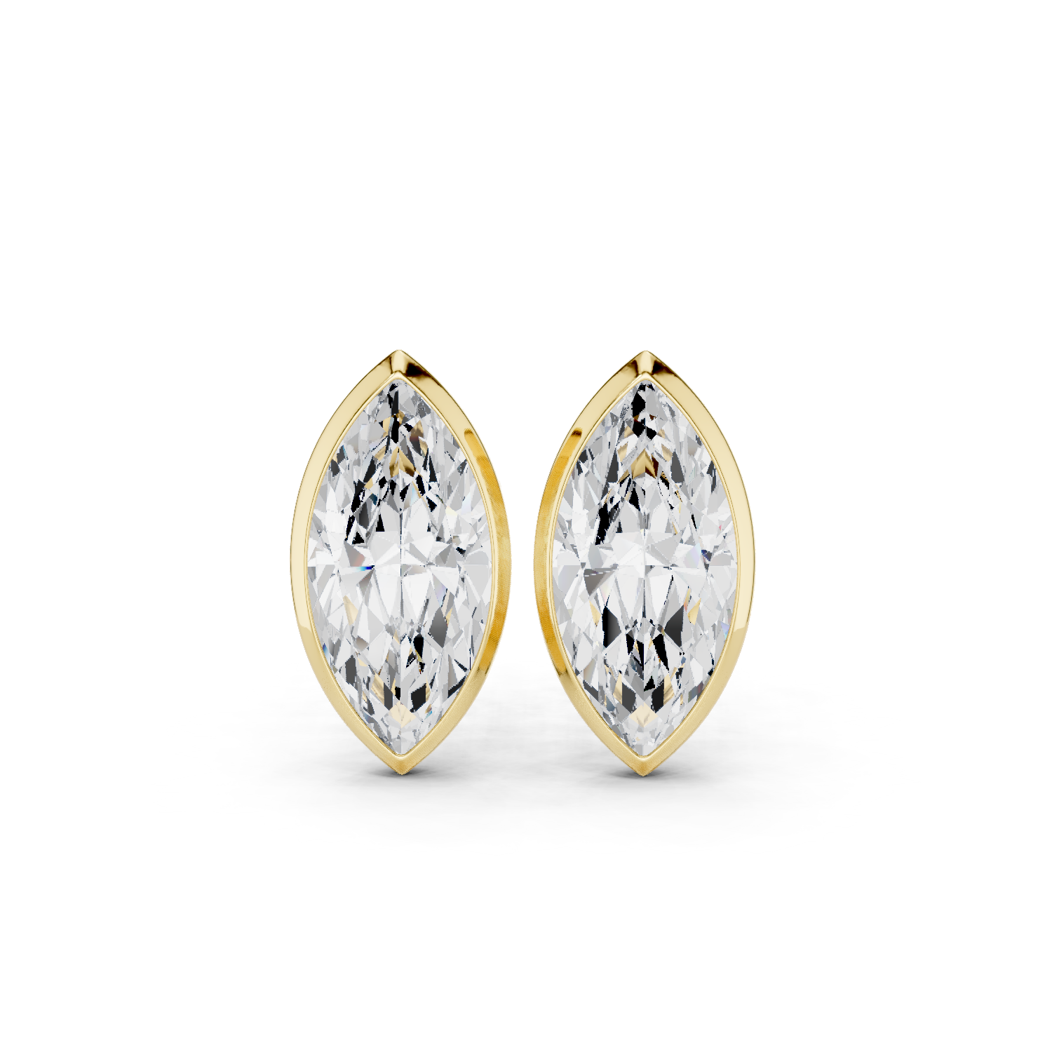 Muur Atelier Solid Gold Modern Modern Marquise Cut Bezel Solitaire Diamond Studs