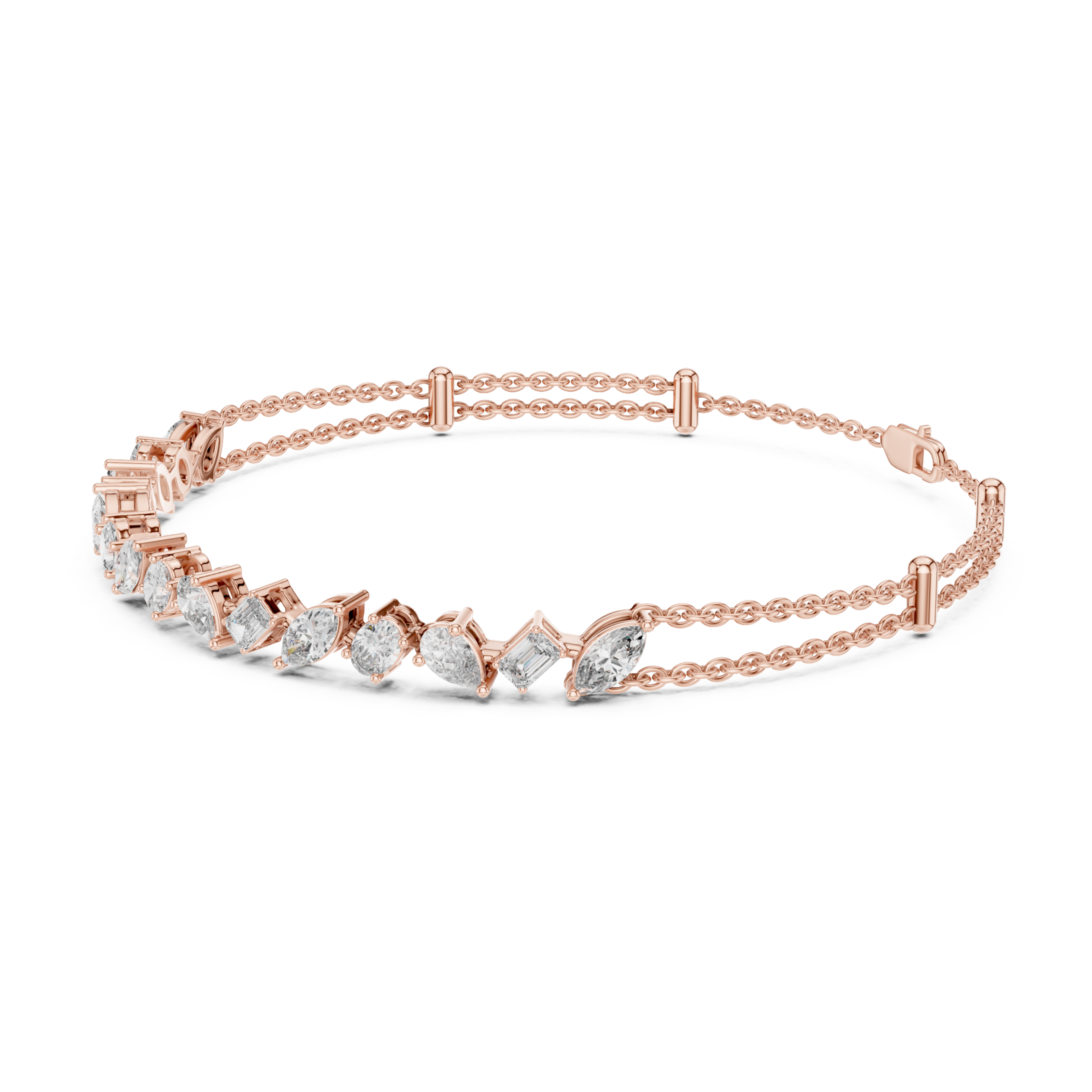 Muur Atelier Solid Gold Mixed Shape Diamond Bar Station Bracelet