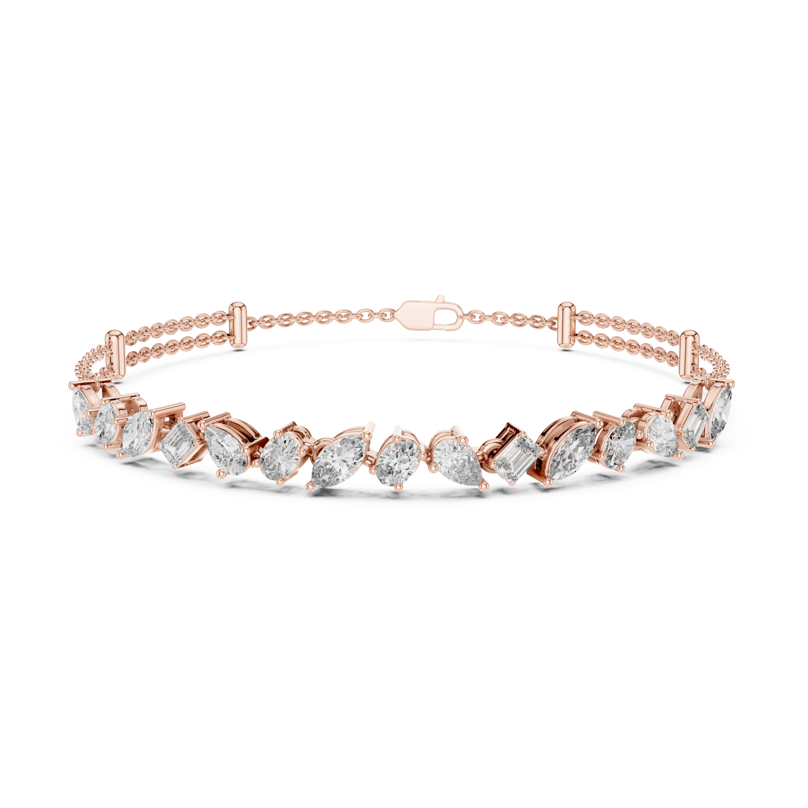 Muur Atelier Solid Gold Mixed Shape Diamond Bar Station Bracelet