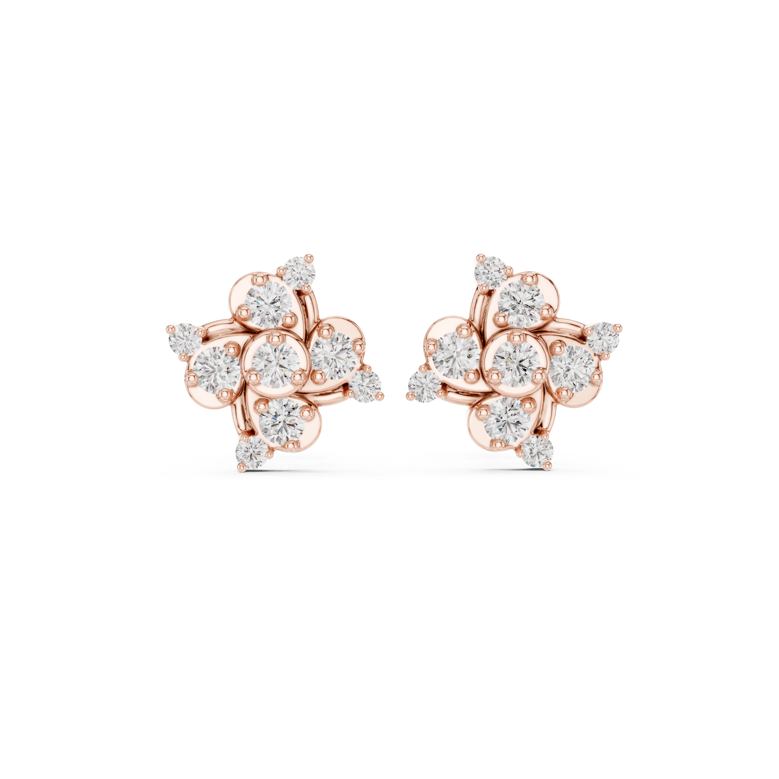 Muur Atelier Solid Gold Floral Cluster Diamond Studs