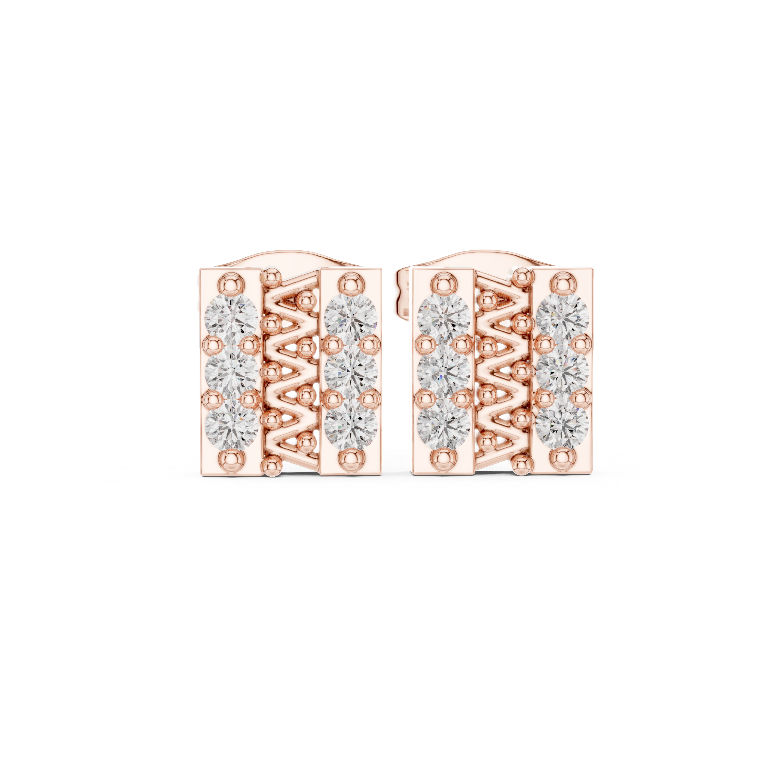 Muur Atelier Solid Gold Linear Pavé Diamond Bar Studs