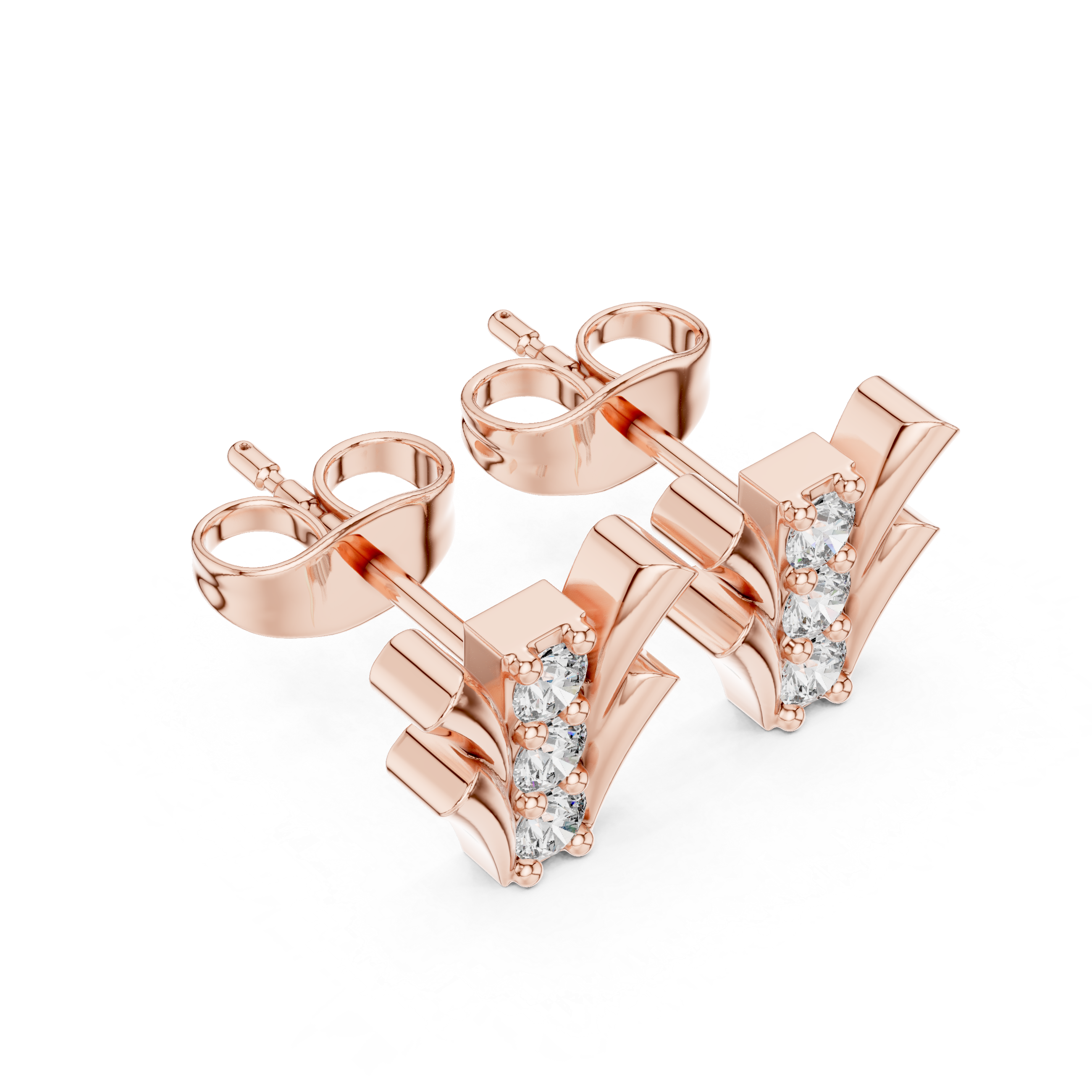 Muur Atelier Solid Gold Vertical Triple-Stone Tapered Diamond Studs