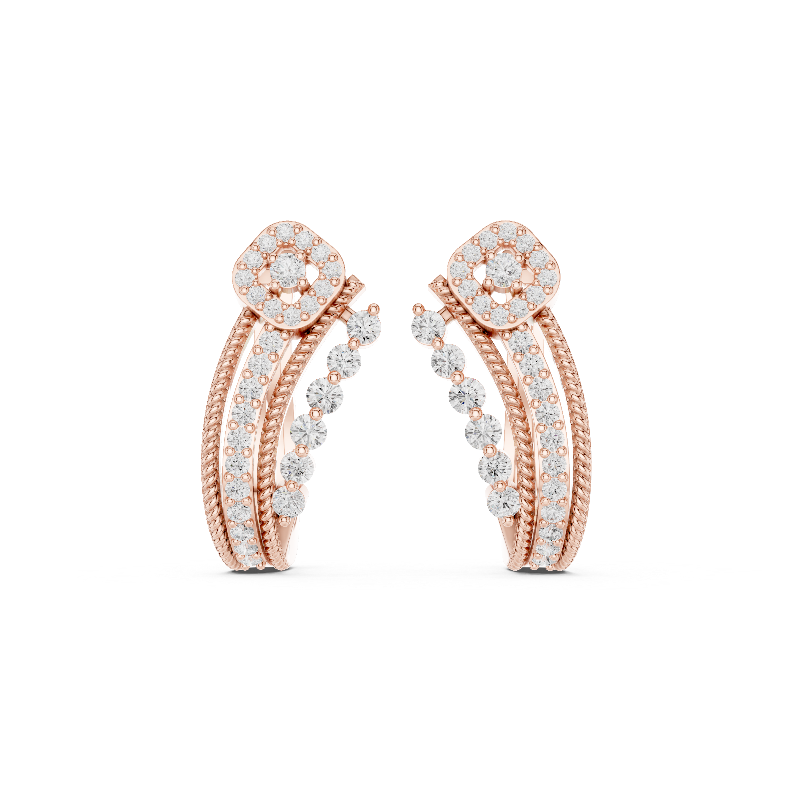 Muur Atelier Solid Gold Diamond Twisted J-Hoops