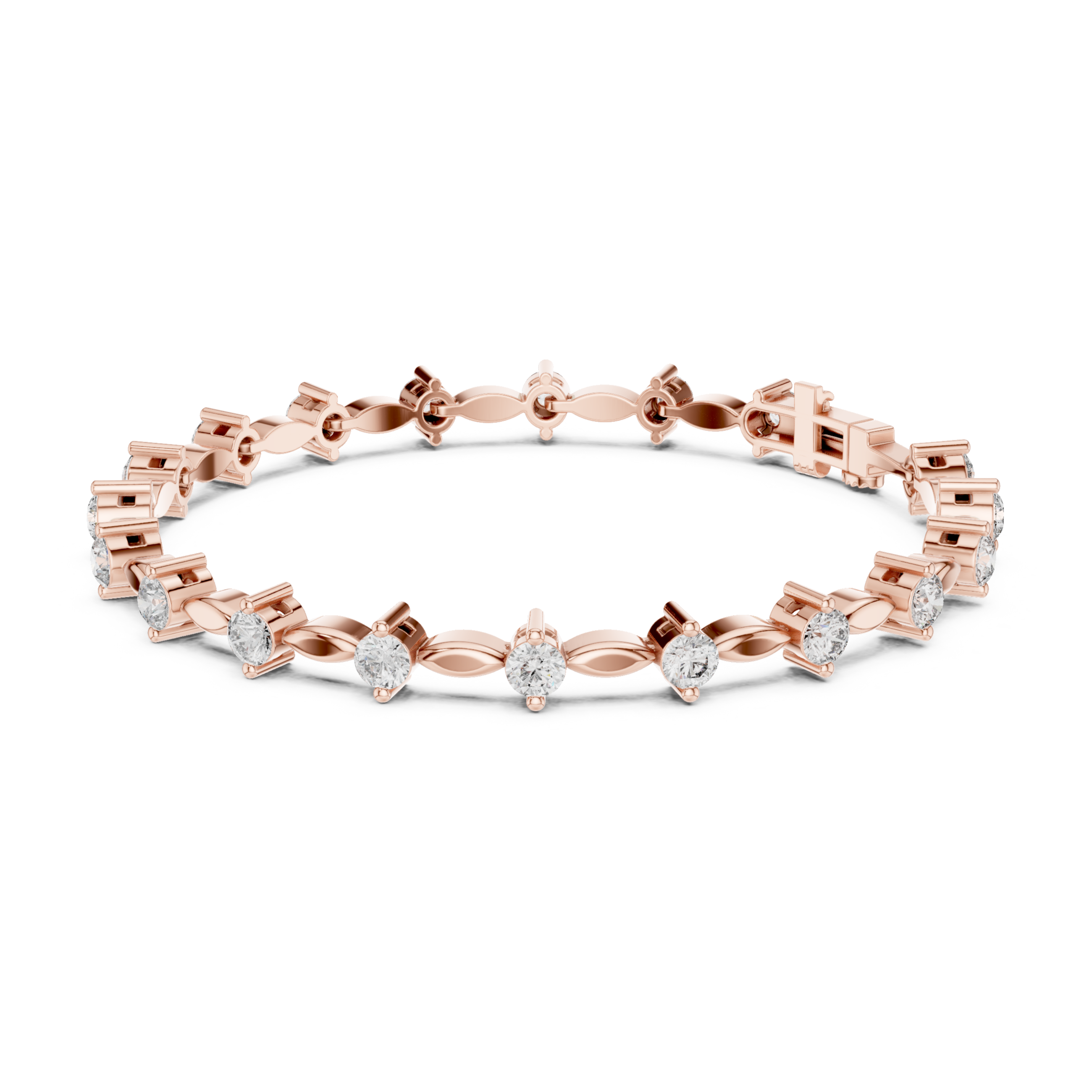 Muur Atelier Solid Gold  Round Diamond Collet Station Bracelet