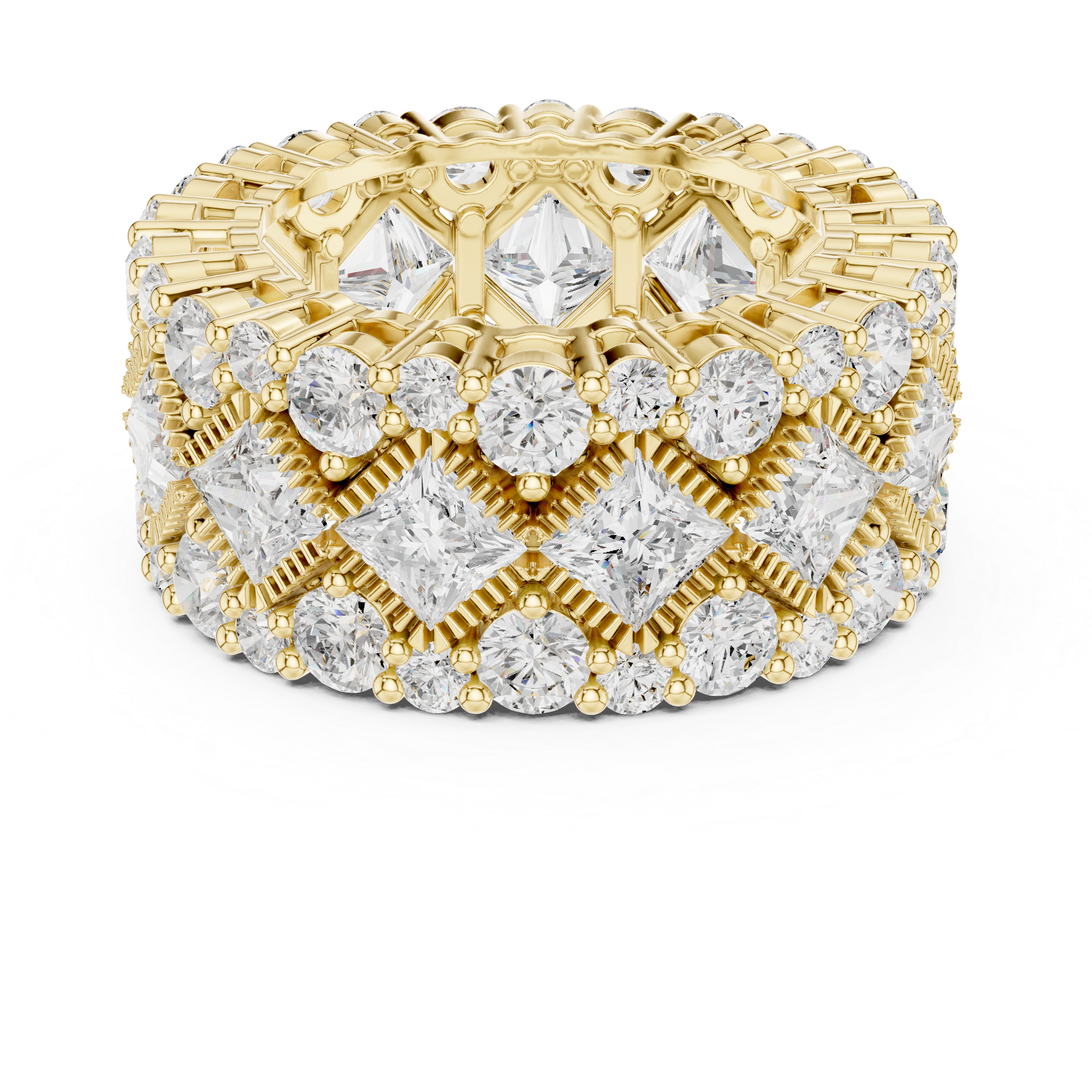 Muur Atelier Solid Gold Princess & Round Diamond Mosaic Eternity Ring