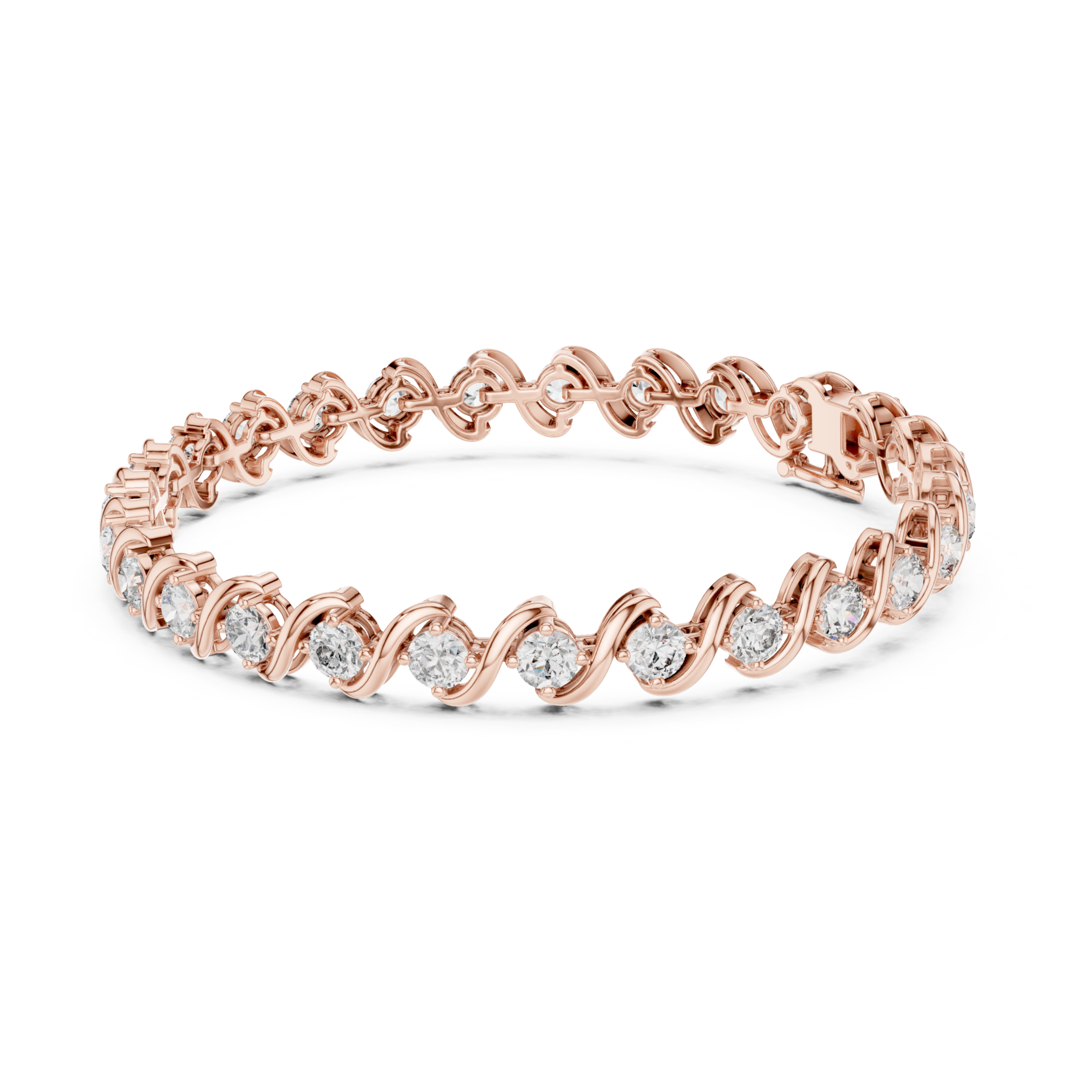 Muur Atelier Solid Gold Round Diamond Wave Link Tennis Bracelet