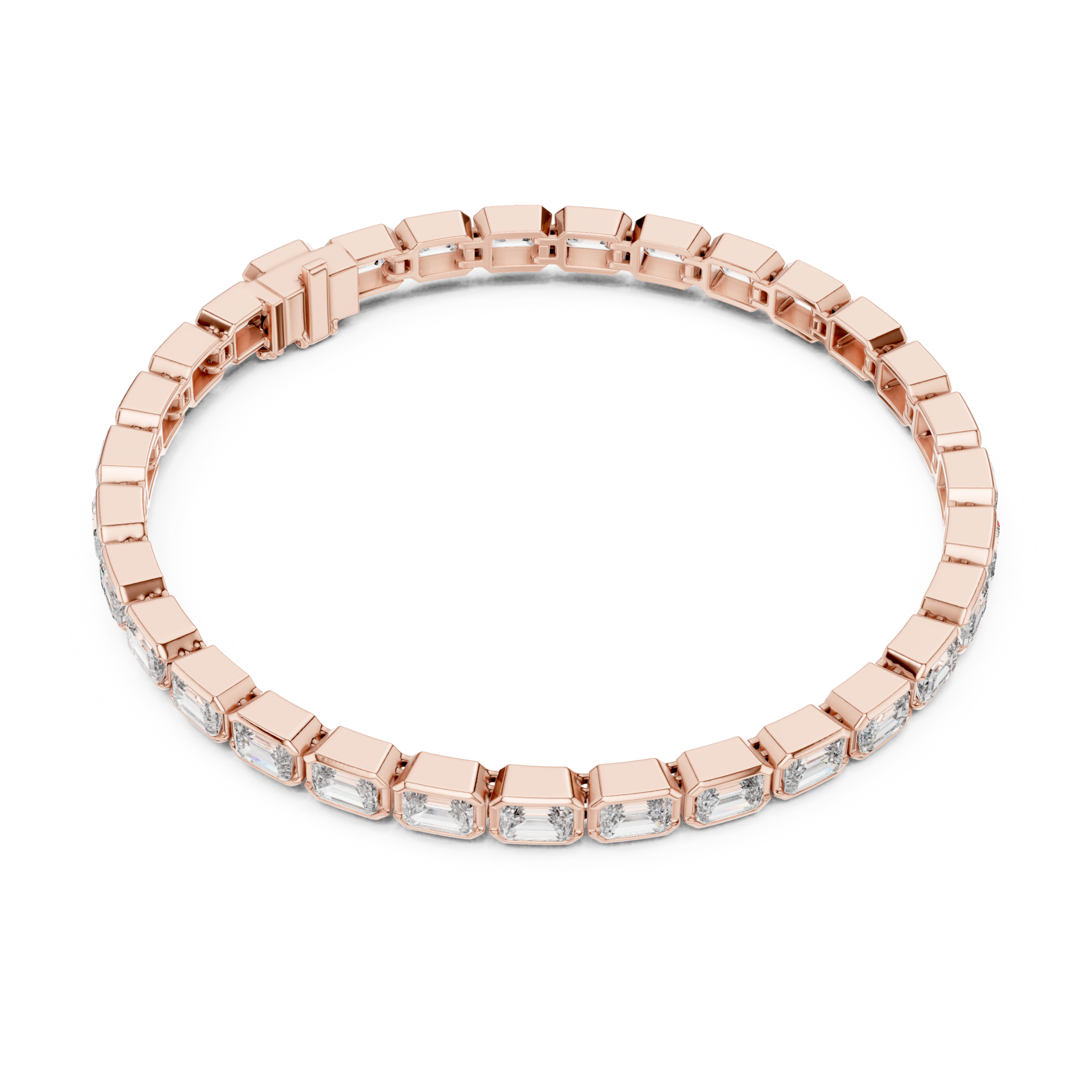 Muur Atelier Solid Gold East-West Bezel Set Emerald Cut Diamond Tennis Bracelet