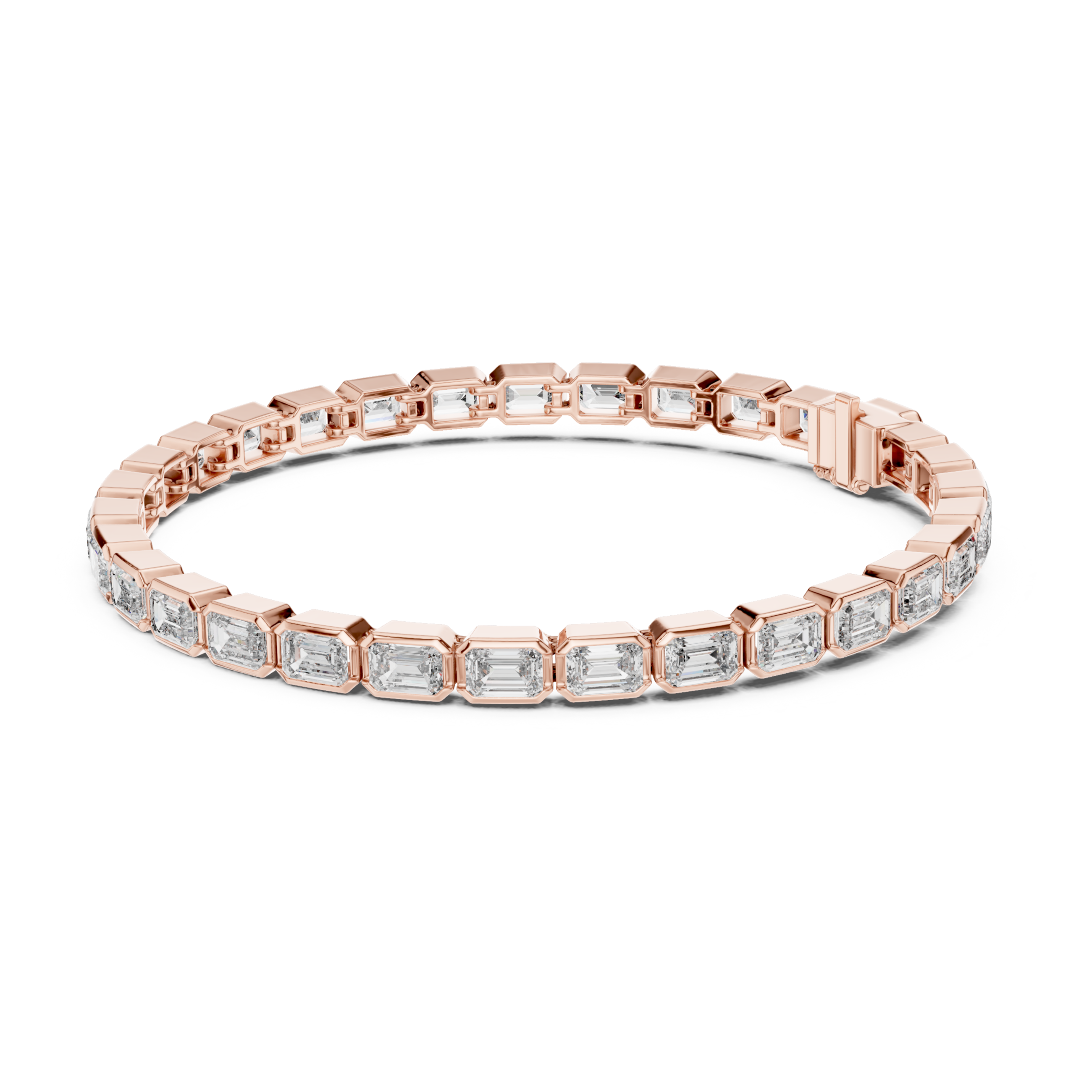 Muur Atelier Solid Gold East-West Bezel Set Emerald Cut Diamond Tennis Bracelet