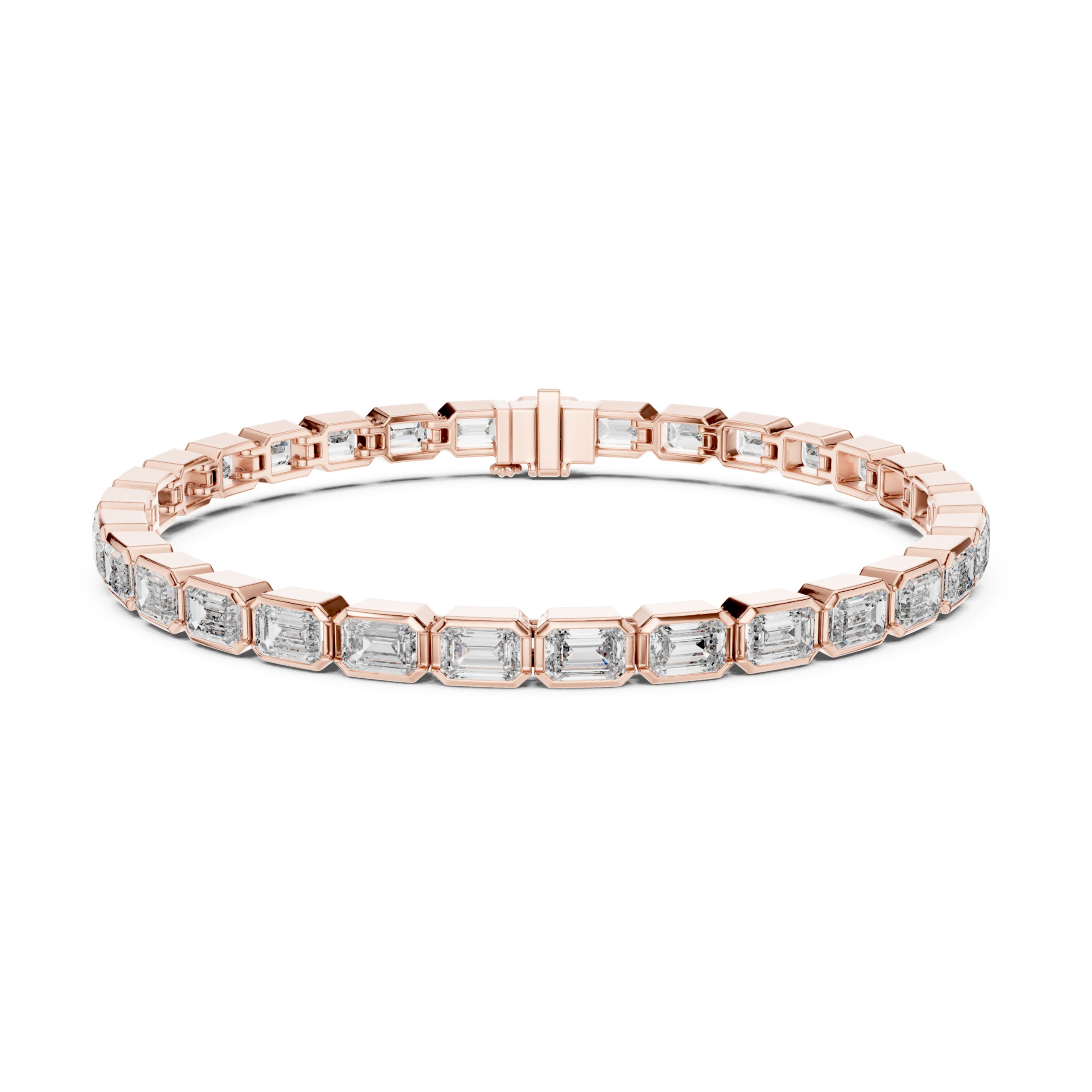 Muur Atelier Solid Gold East-West Bezel Set Emerald Cut Diamond Tennis Bracelet