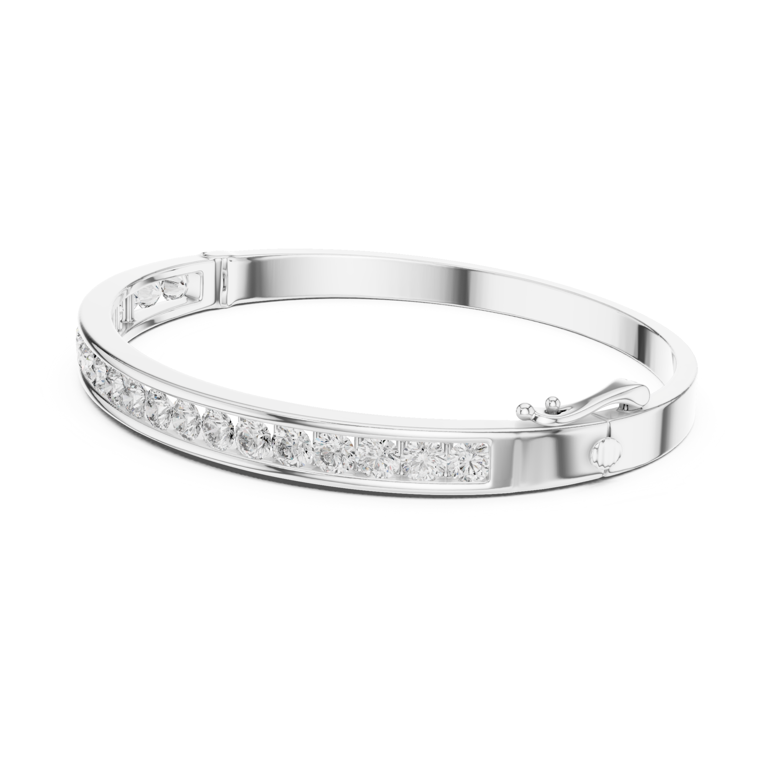 Muur Atelier Solid Gold Channel Set Round Diamond Hinged Bangle
