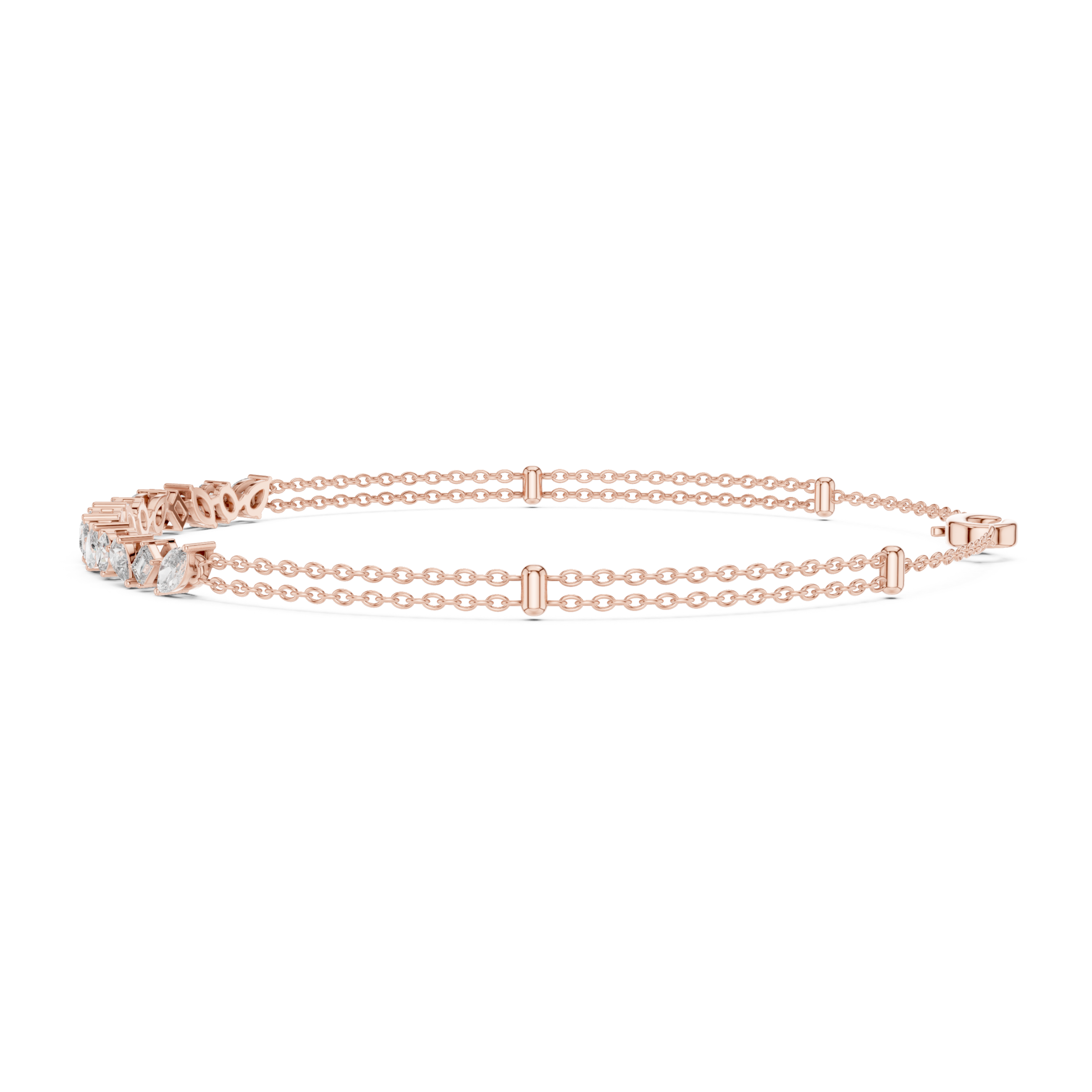 Muur Atelier Solid Gold Mixed Shape Diamond Bar Station Bracelet
