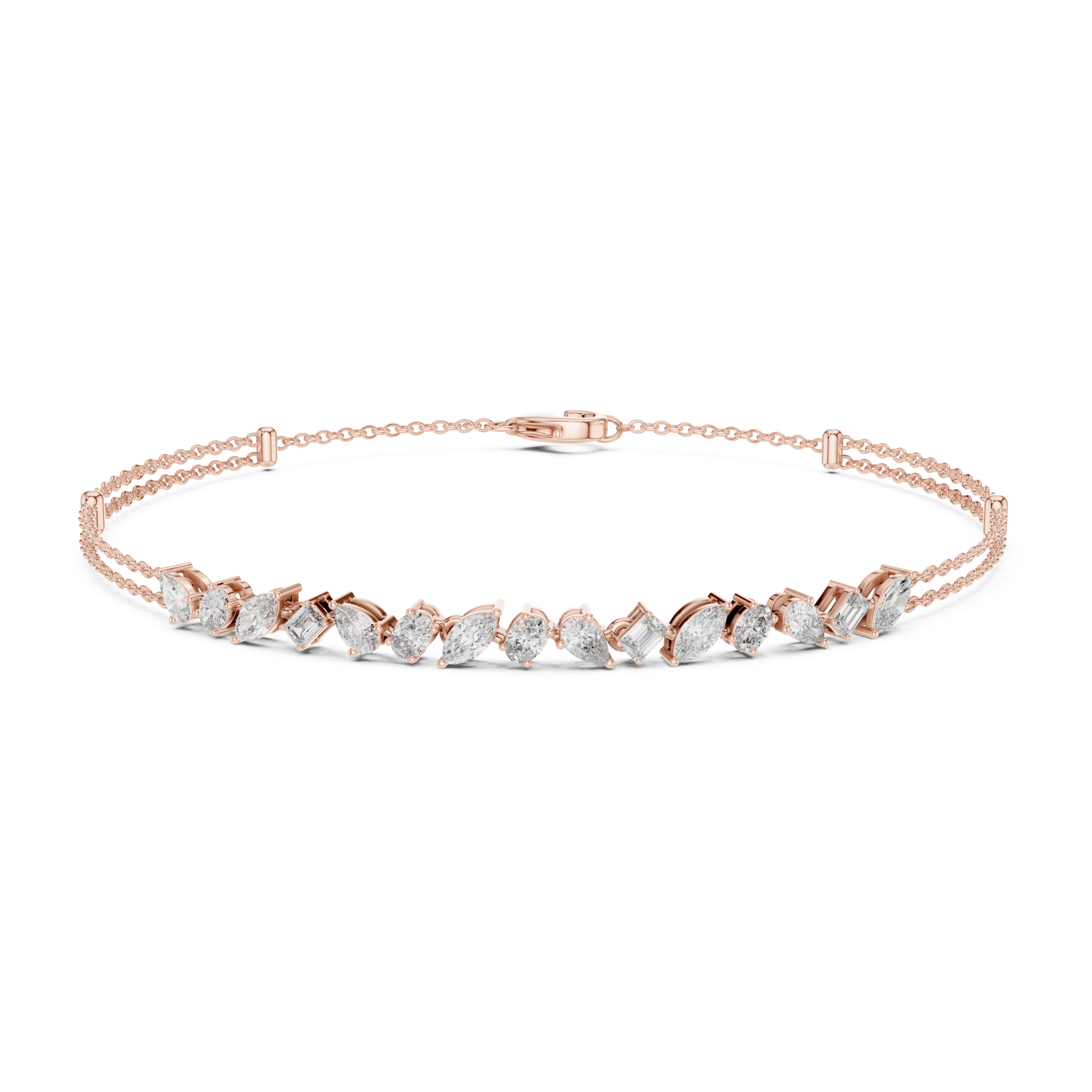 Muur Atelier Solid Gold Mixed Shape Diamond Bar Station Bracelet