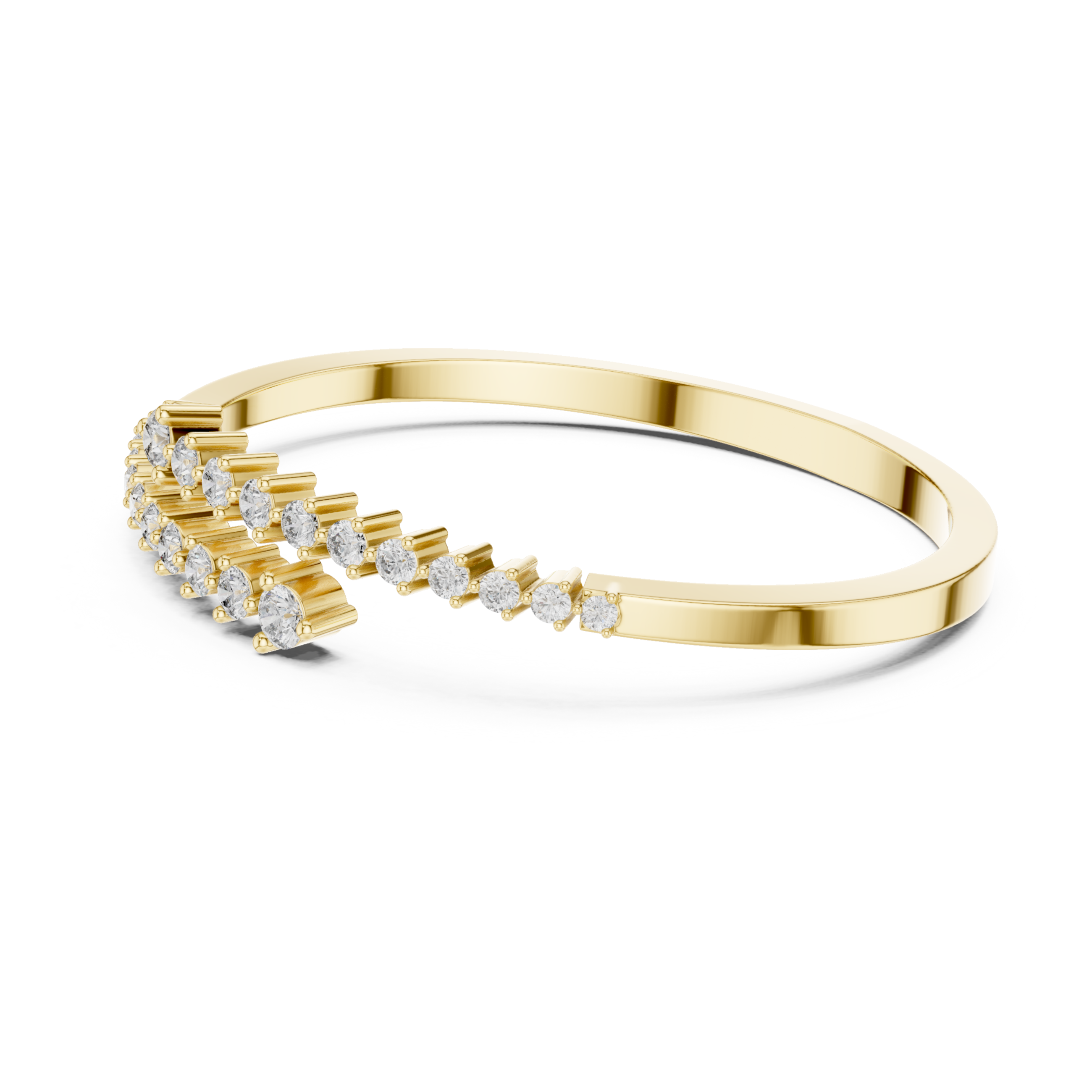Muur Atelier Solid Gold Graduated Round Diamond Collet Open Cuff