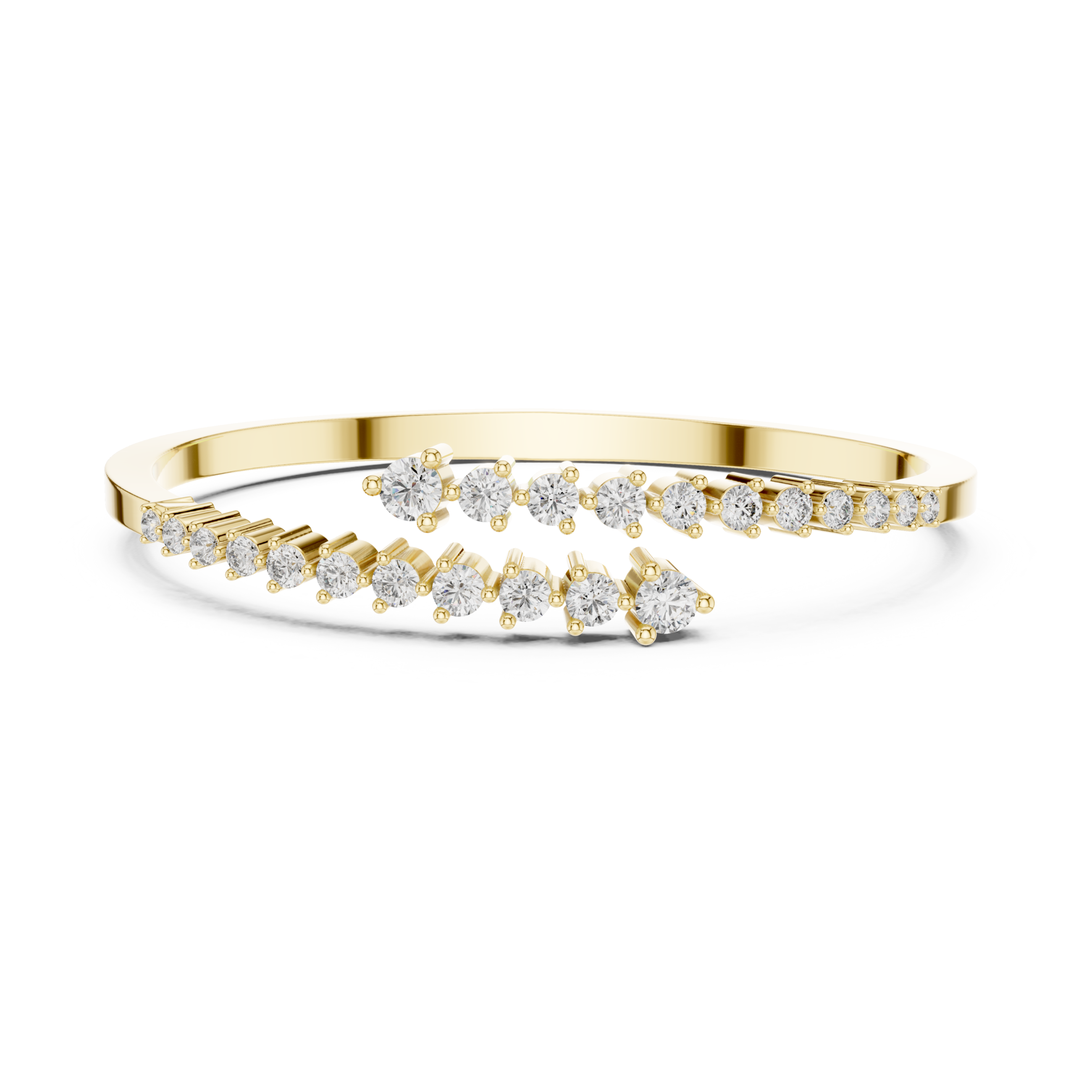 Muur Atelier Solid Gold Graduated Round Diamond Collet Open Cuff