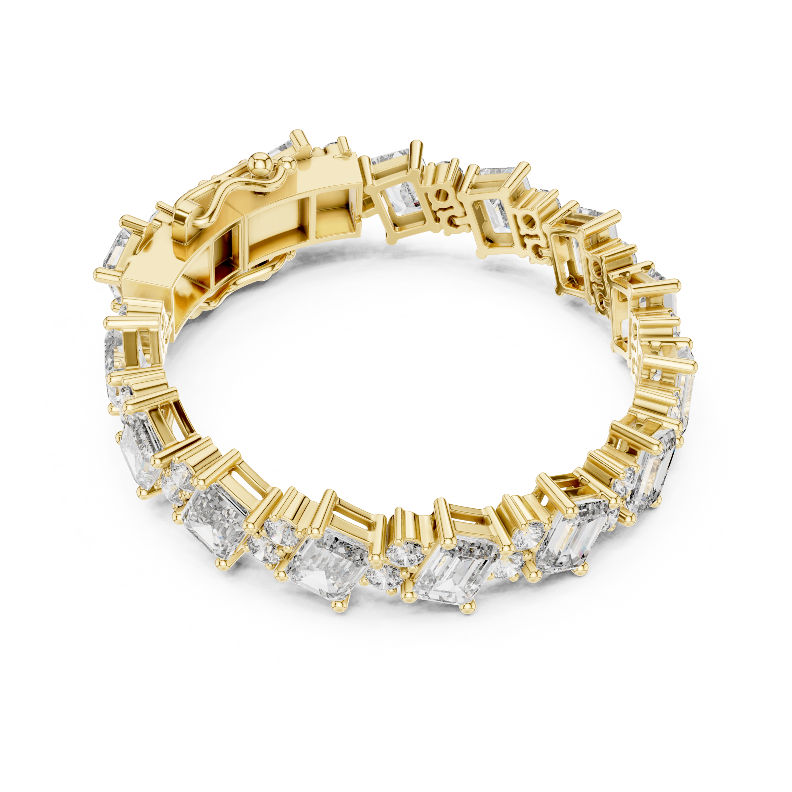 Muur Atelier Solid Gold Alternating Emerald and Round Diamond Collet Bracelet