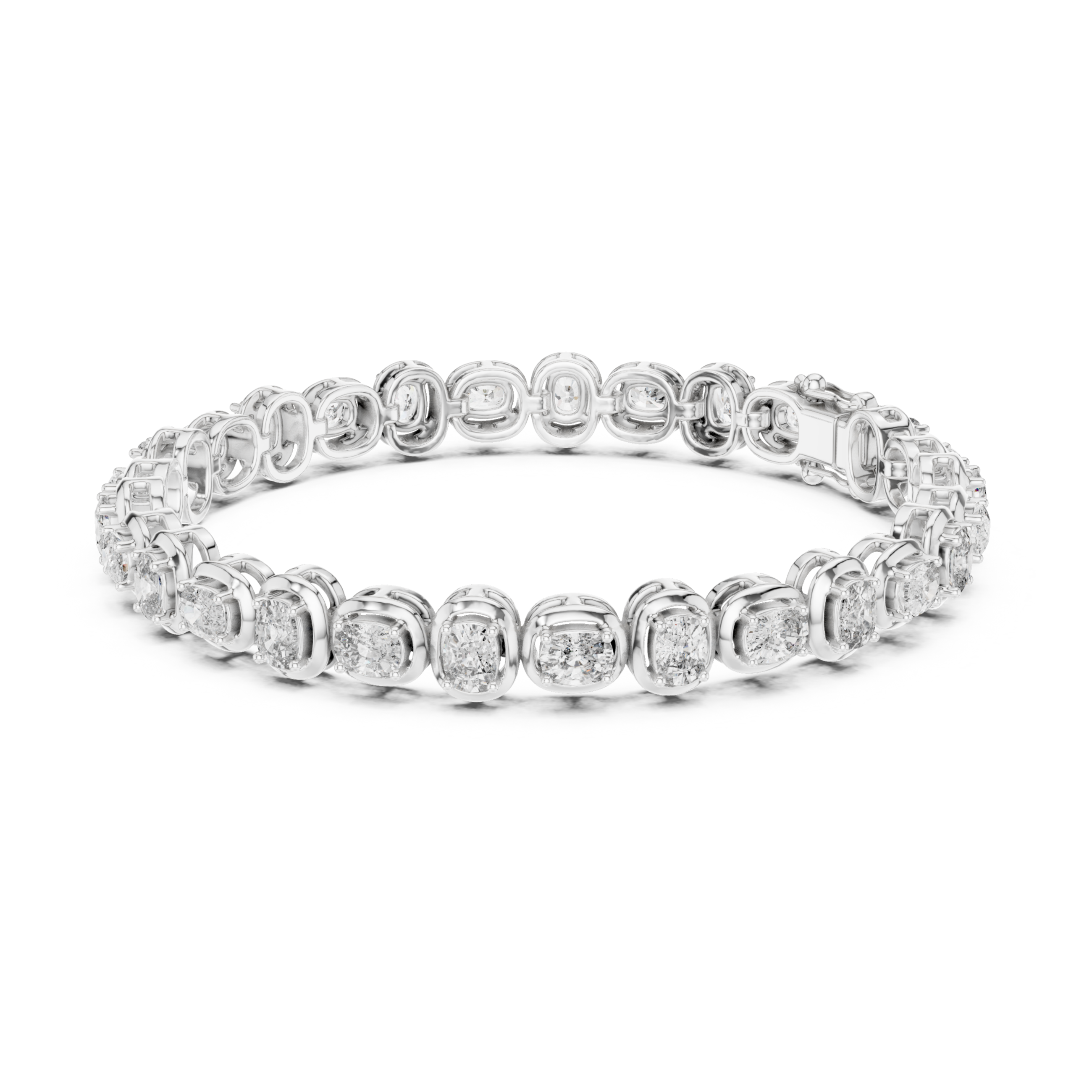 Muur Atelier Solid Gold Cushion Cut Collet Set Diamond Tennis Bracelet