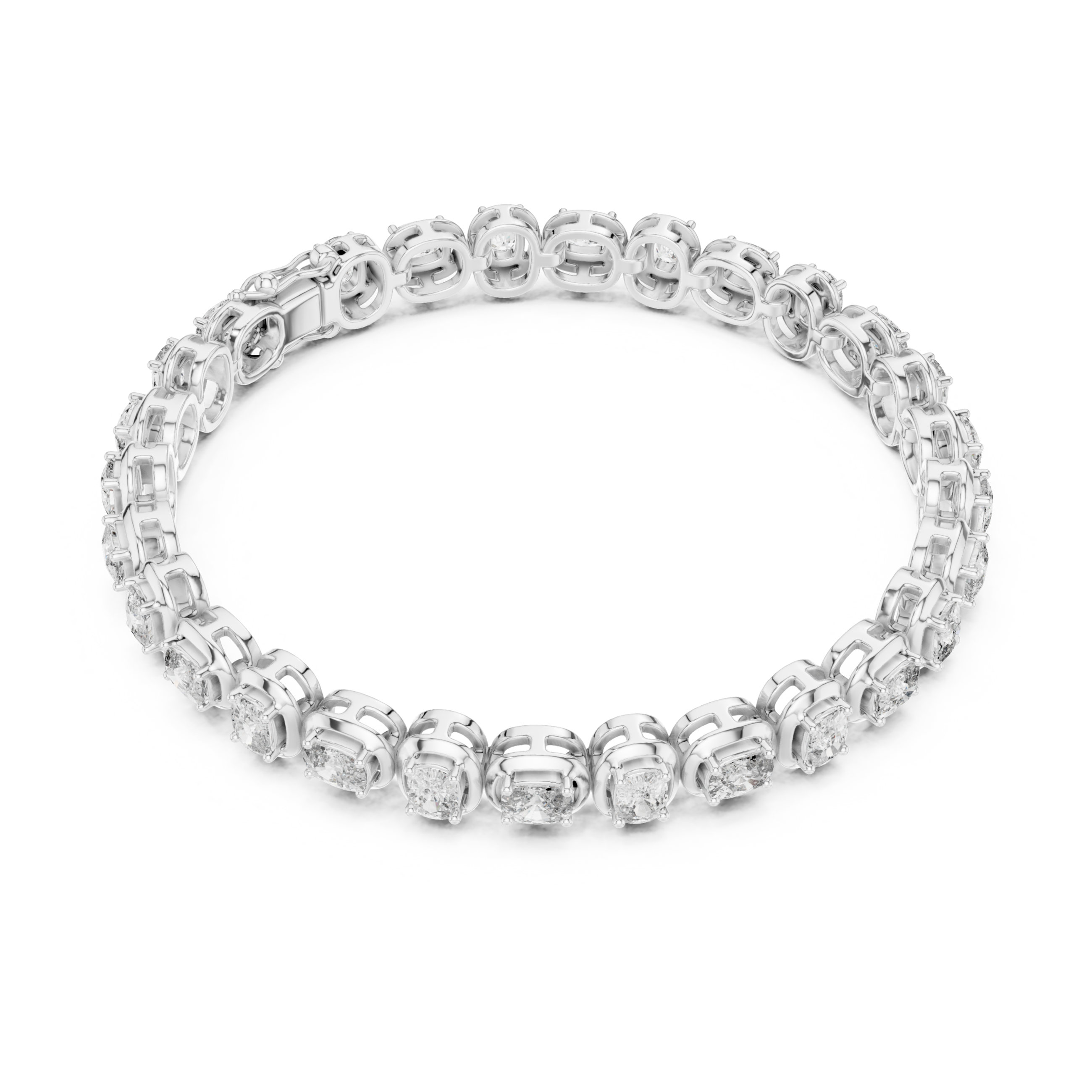 Muur Atelier Solid Gold Cushion Cut Collet Set Diamond Tennis Bracelet