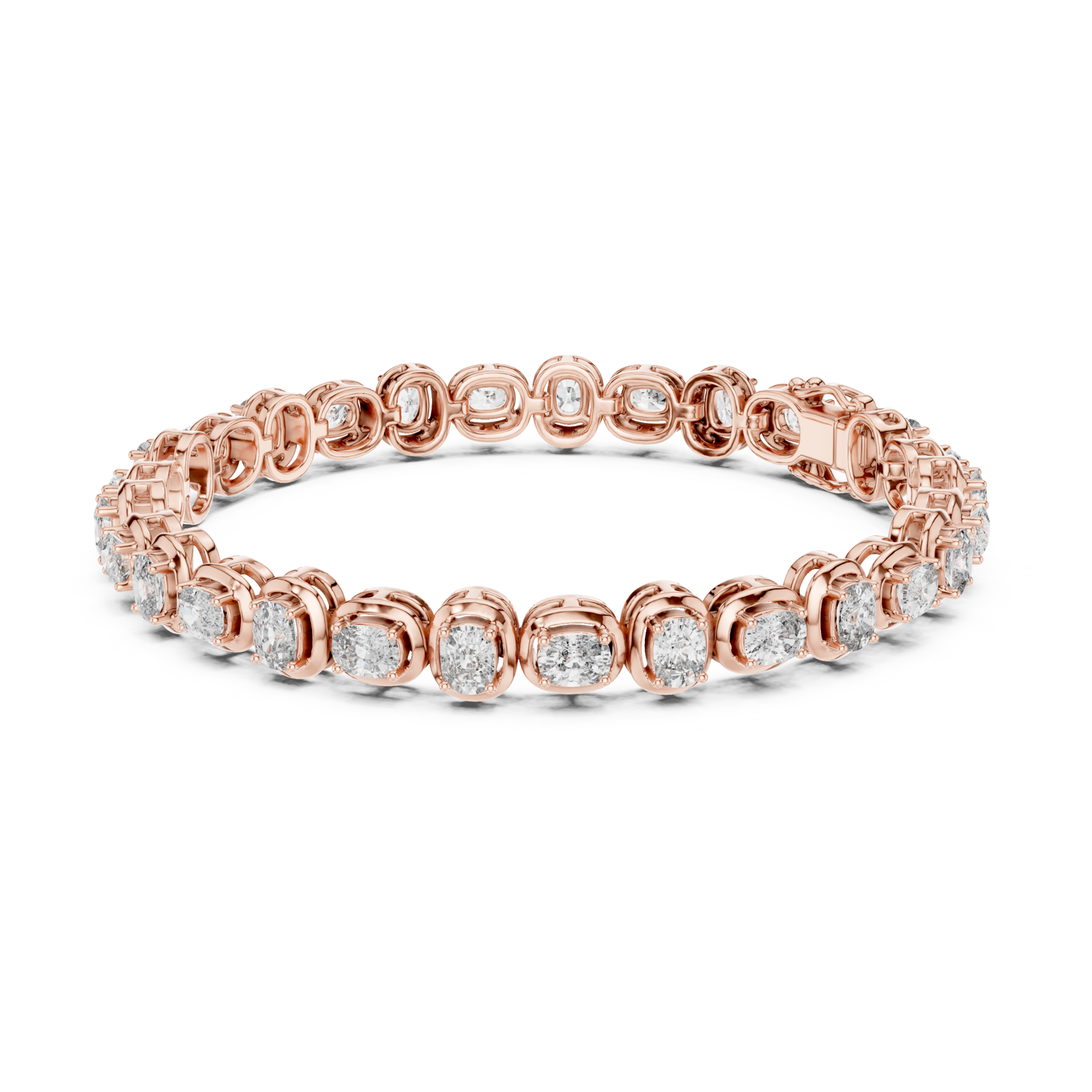 Muur Atelier Solid Gold  Cushion Cut Collet Set Diamond Tennis Bracelet