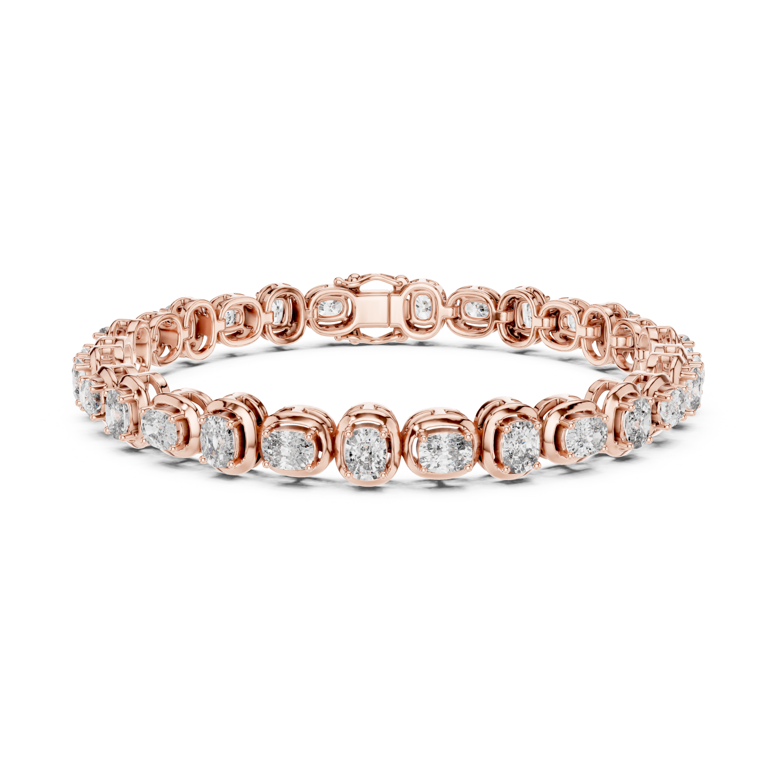 Muur Atelier Solid Gold  Cushion Cut Collet Set Diamond Tennis Bracelet