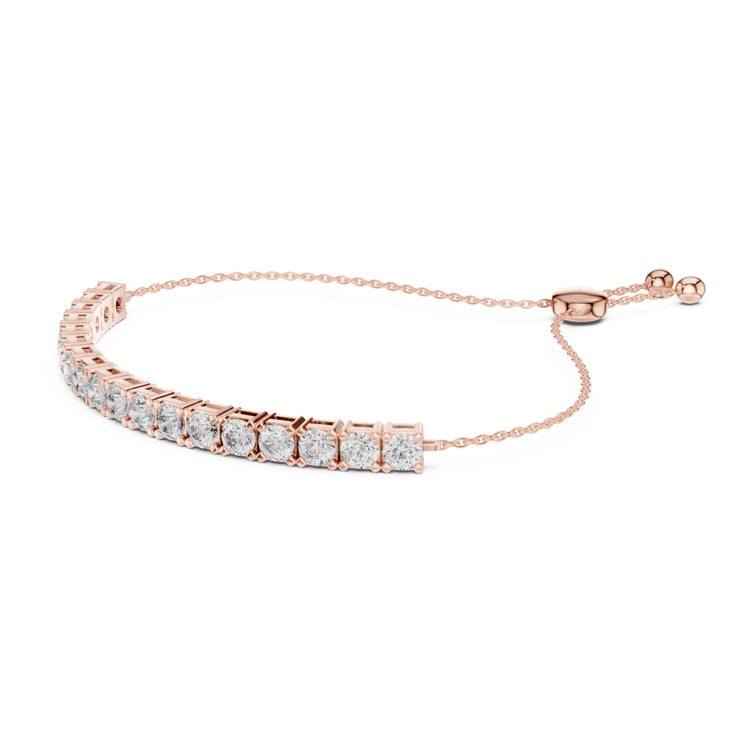 Muur Atelier Solid Gold Adjustable Collet Set Diamond Bolo Bracelet