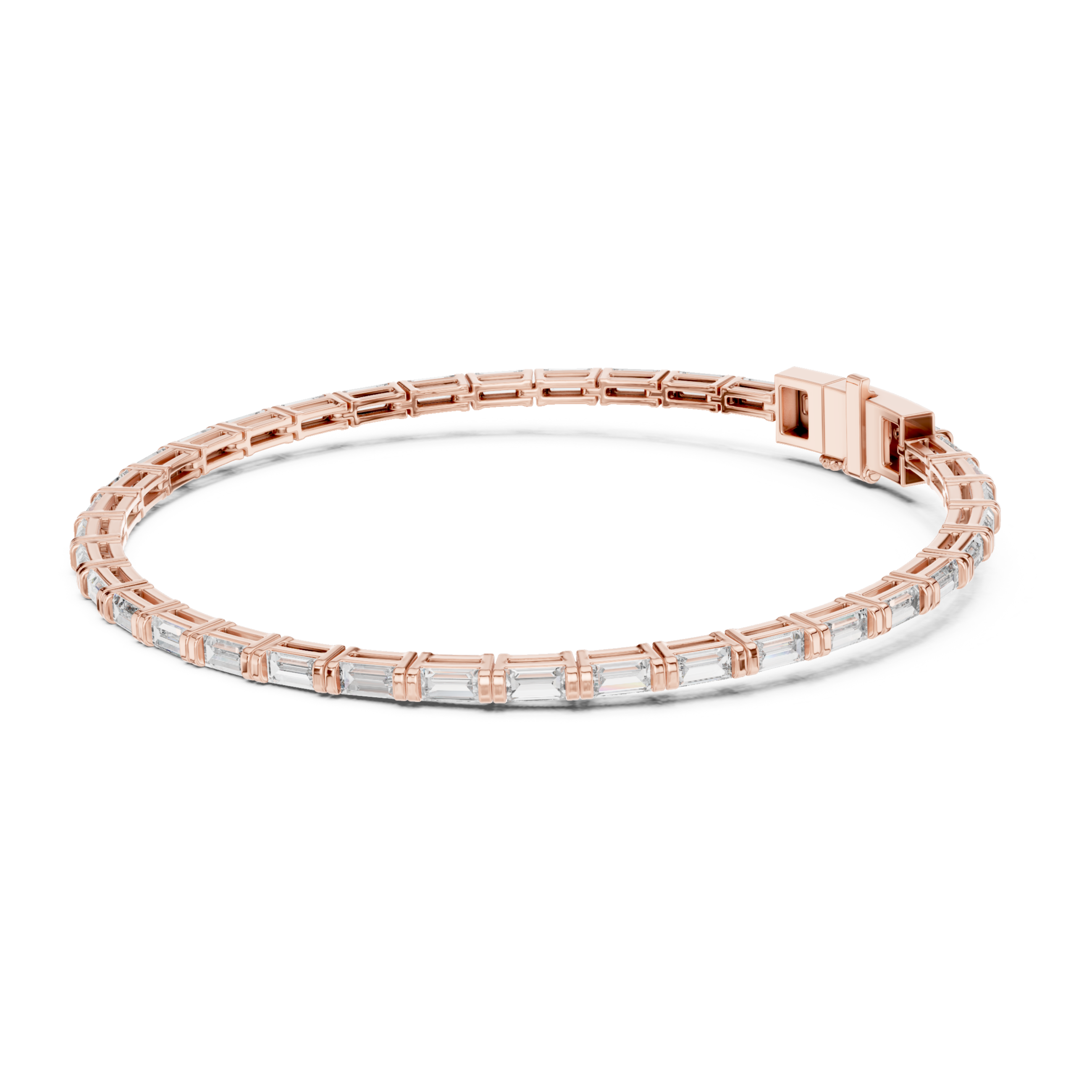 Muur Atelier Solid Gold Vertical Baguette Diamond Collet Tennis Bracelet