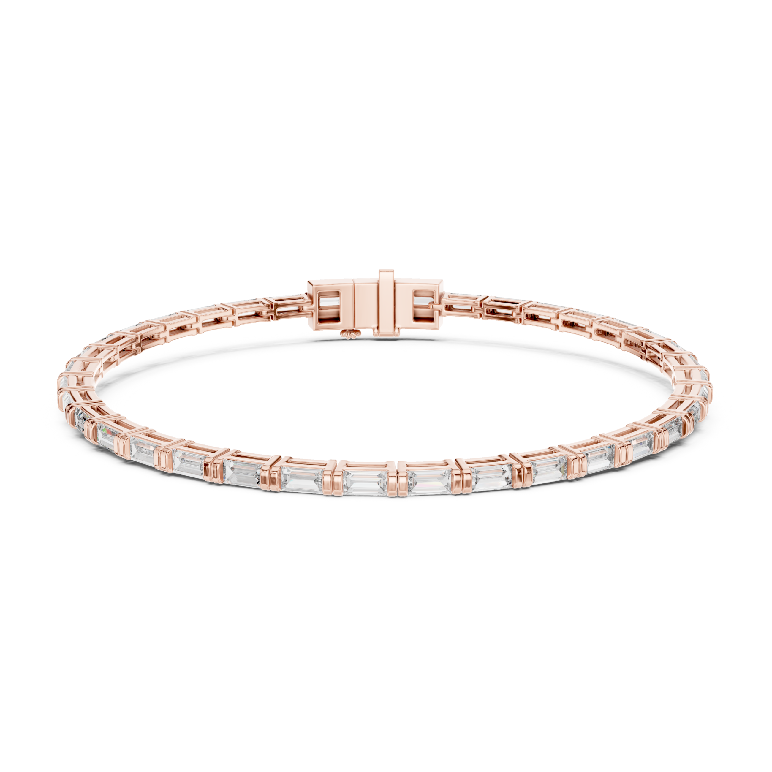 Muur Atelier Solid Gold Vertical Baguette Diamond Collet Tennis Bracelet