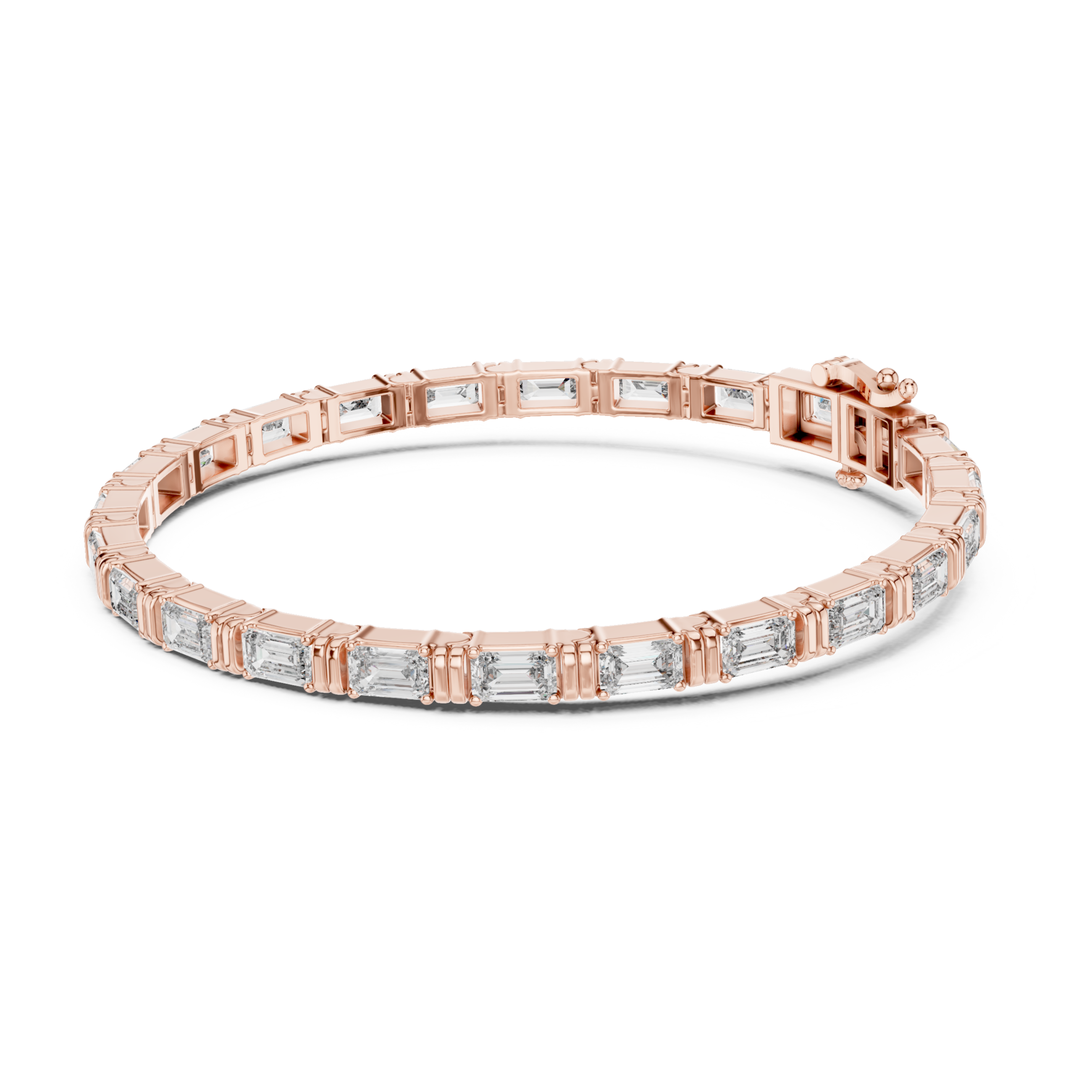 Muur Atelier Solid Gold Vertical Emerald Cut Diamond Collet Tennis Bracelet