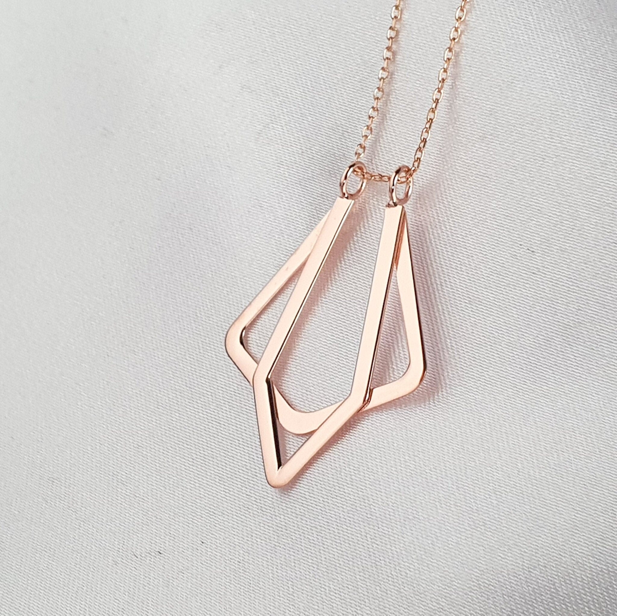 Magic Ring Holder Necklace, Geometric Double Ring keeper Necklace