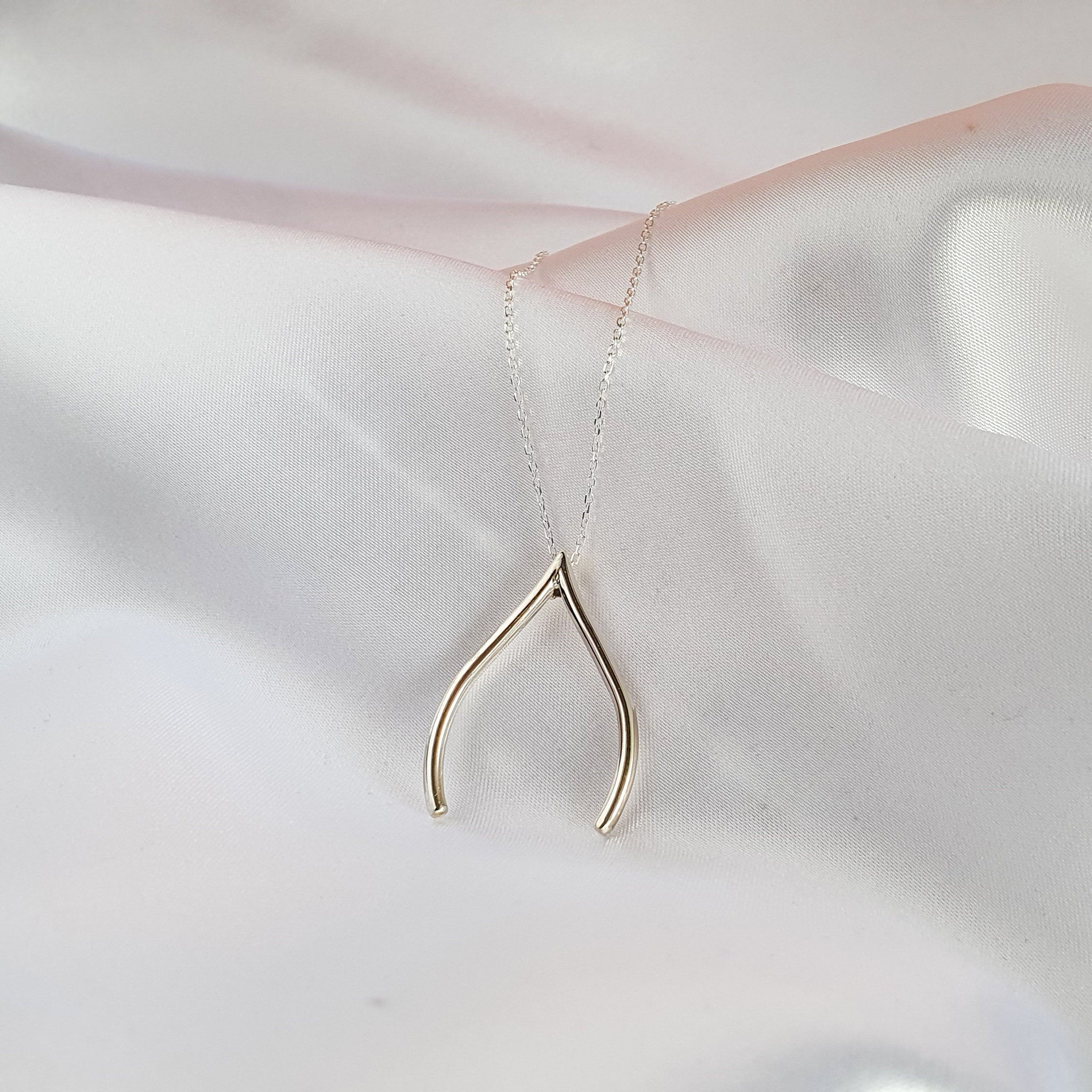 14k Solid Gold Wishbone Ring Holder Necklace